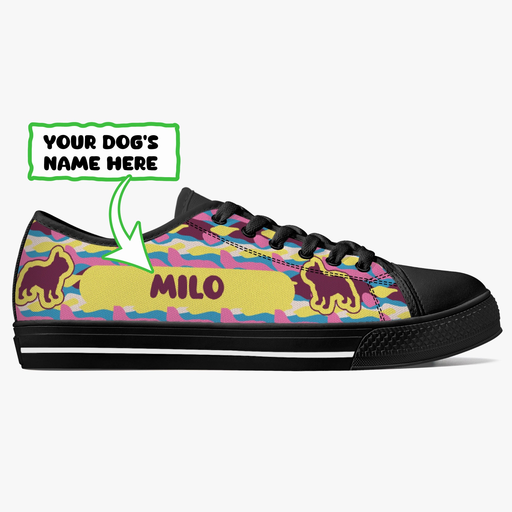 French Bulldog Personalized Canvas Sneakers for Everyday Wear-fadou