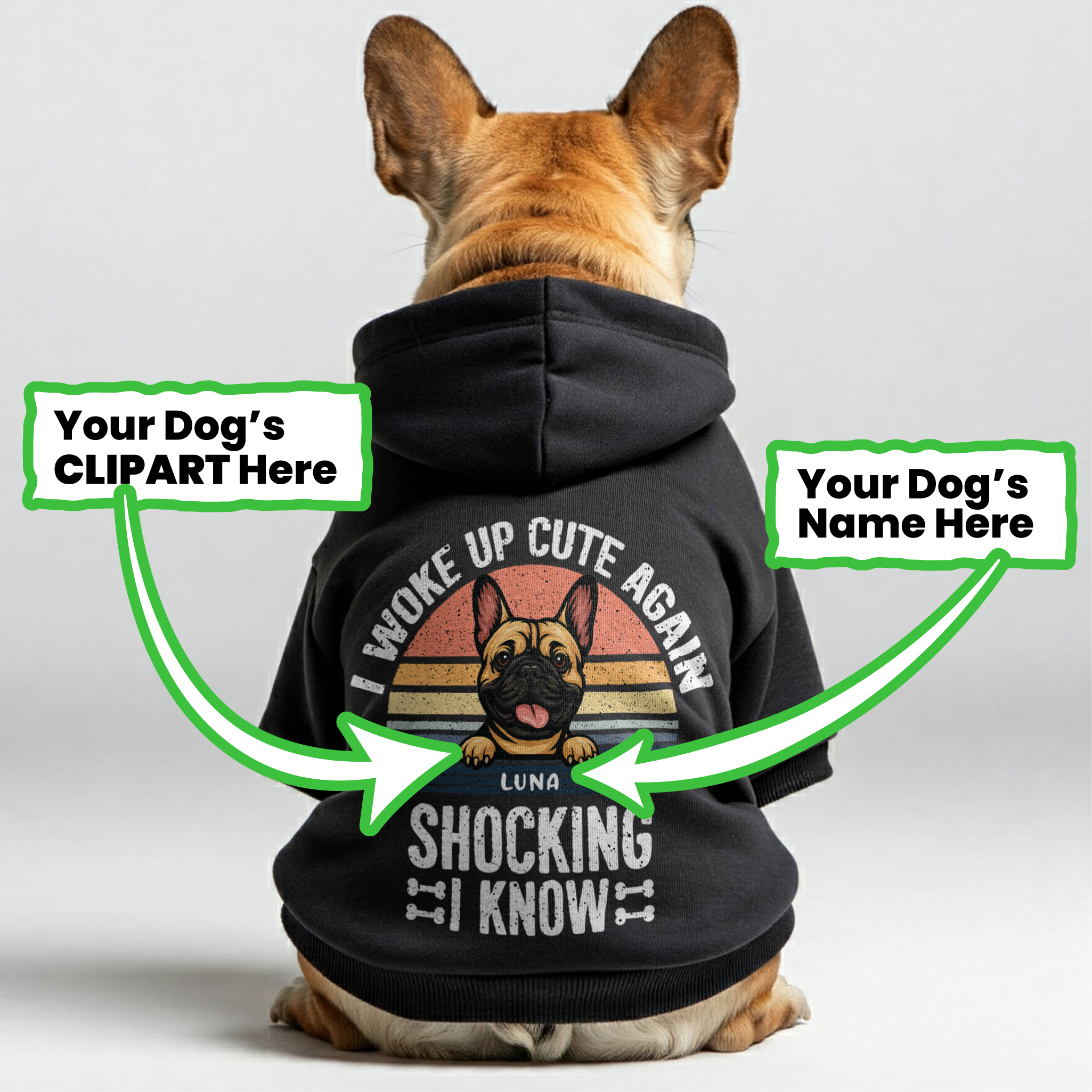 Frenchie Personalized Fleece Hoodie for French Bulldogs-fadou