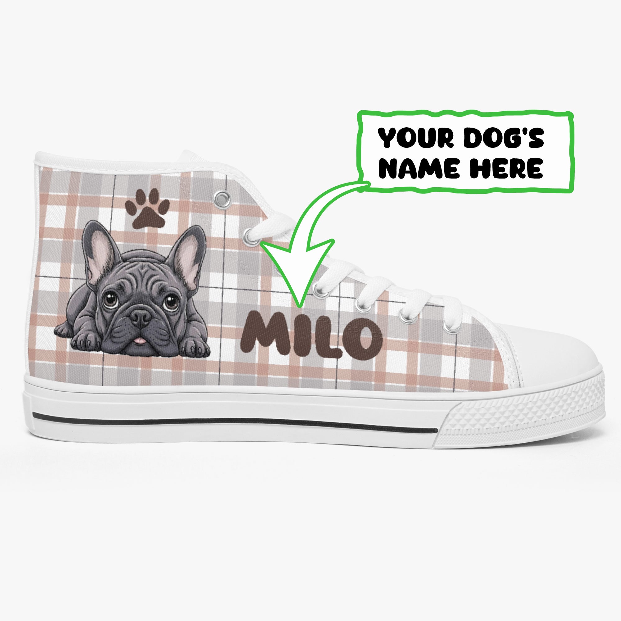 Frenchie Personalized Canvas Sneakers for Frenchie Enthusiasts-fadou