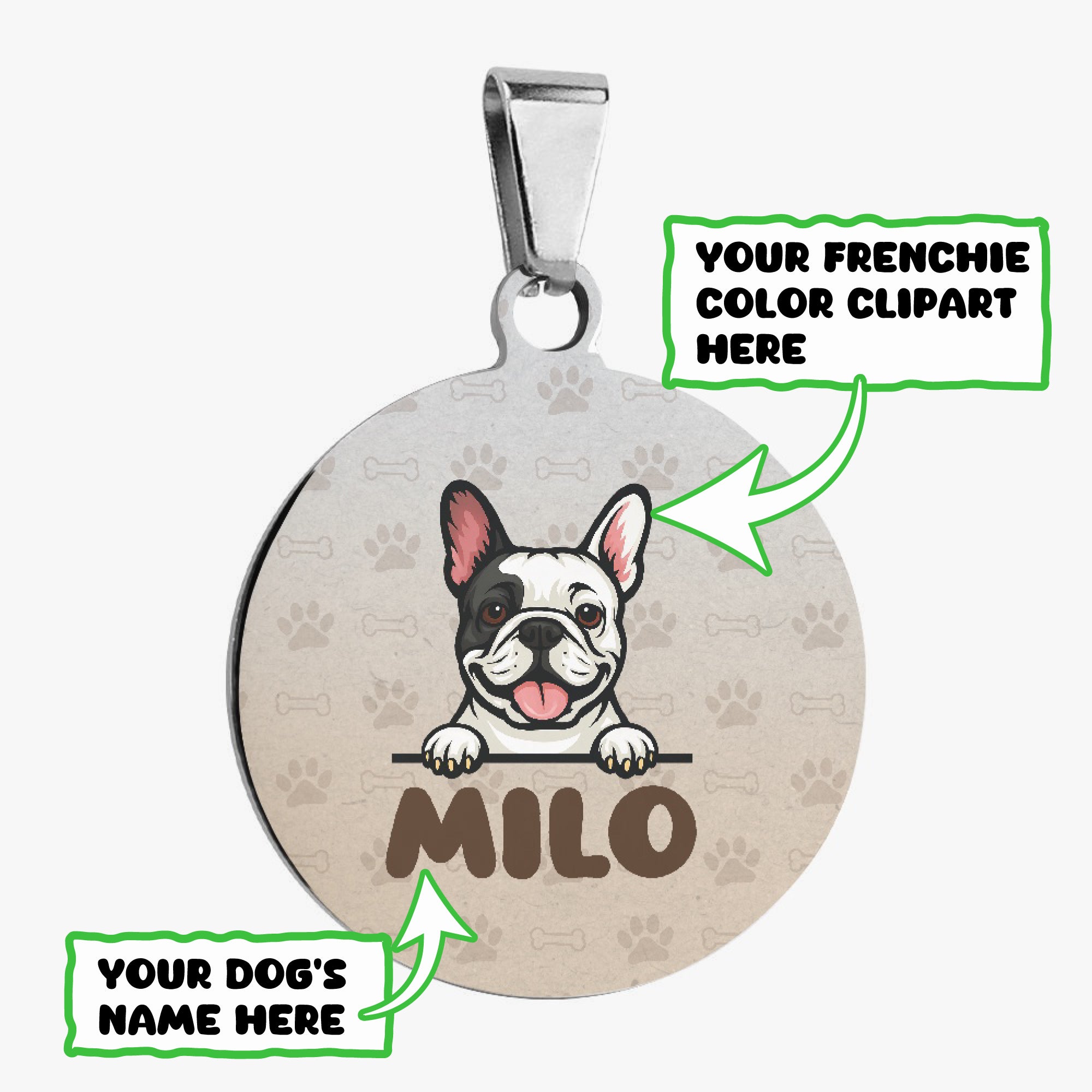 French Bulldog Custom ID Name Tag for Brachycephalic Dogs-fadou
