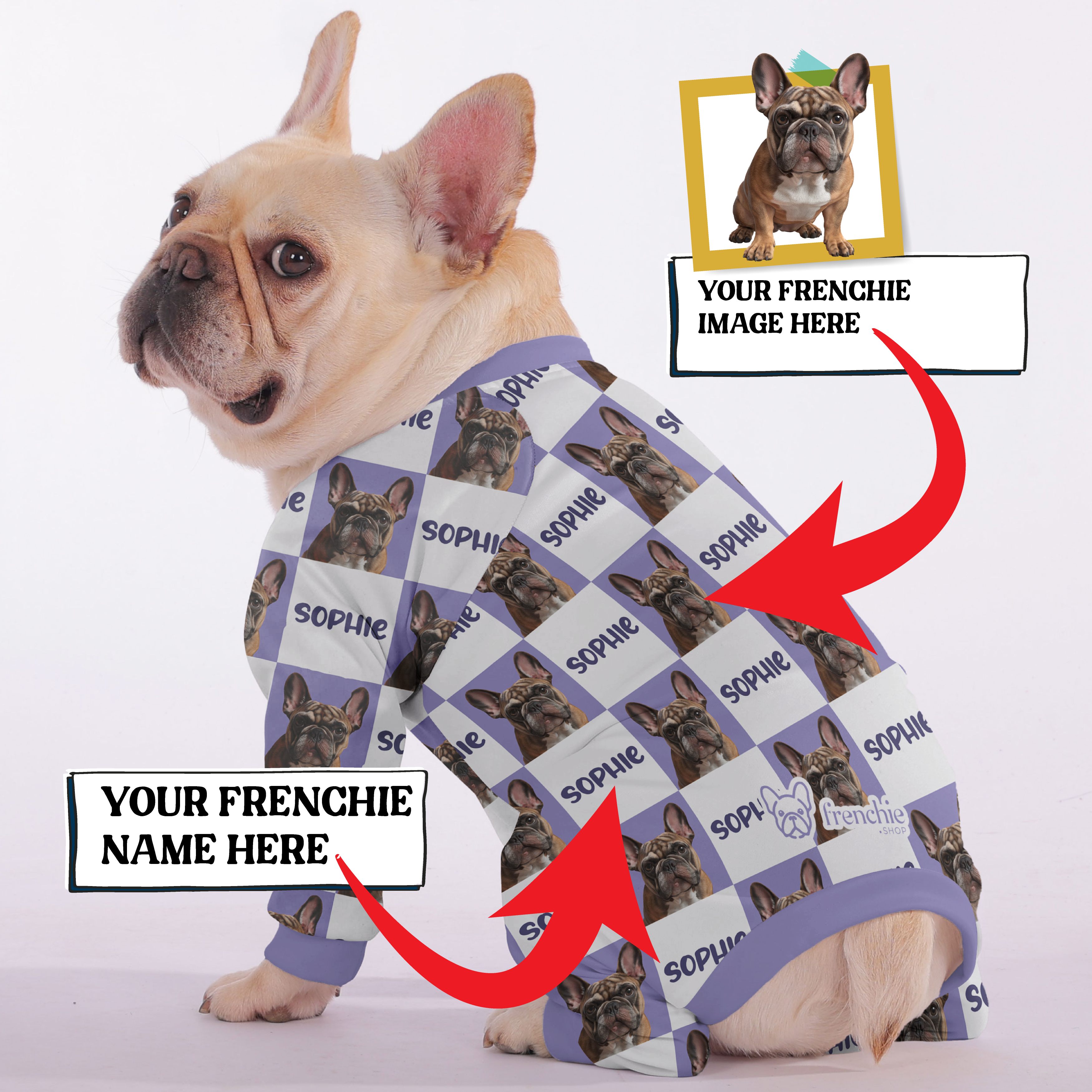 Frenchie Personalized Pet Sleepwear for Short-Nosed Dogs-fadou