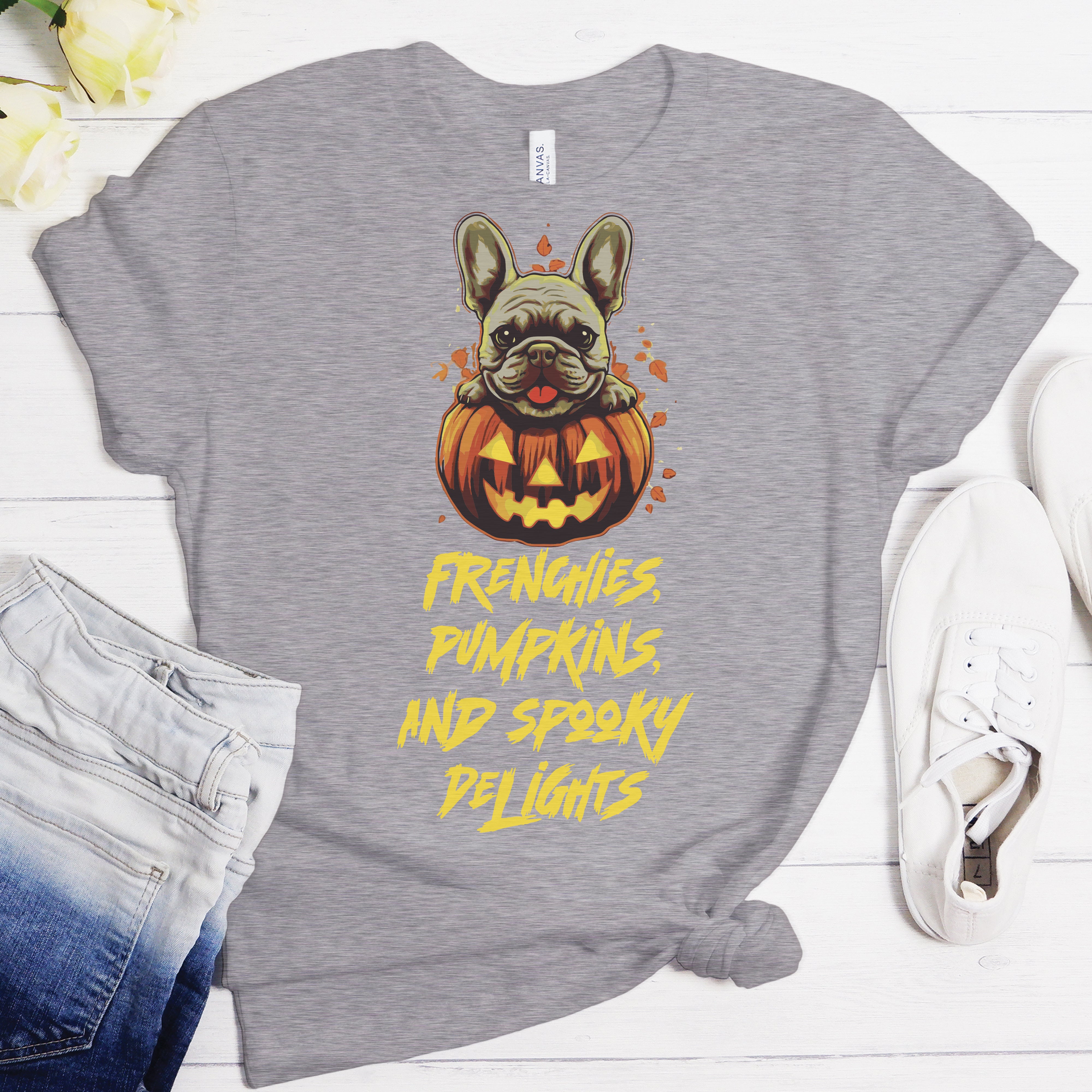 Scary Frenchie - Unisex T-Shirt for Dog Lovers and Owners-fadou