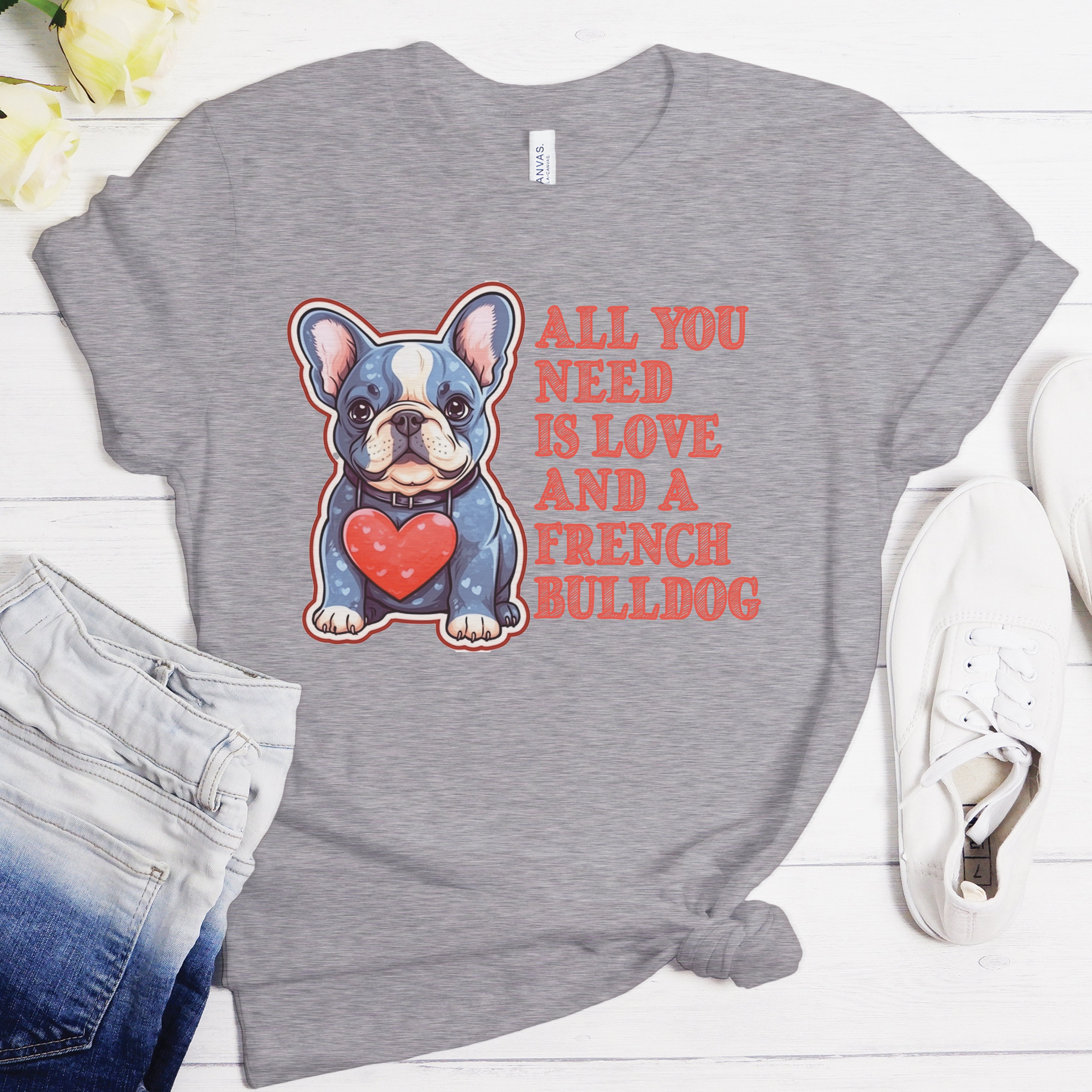 Fashion French Bulldog Cotton T-Shirt for Everyday Wear-fadou