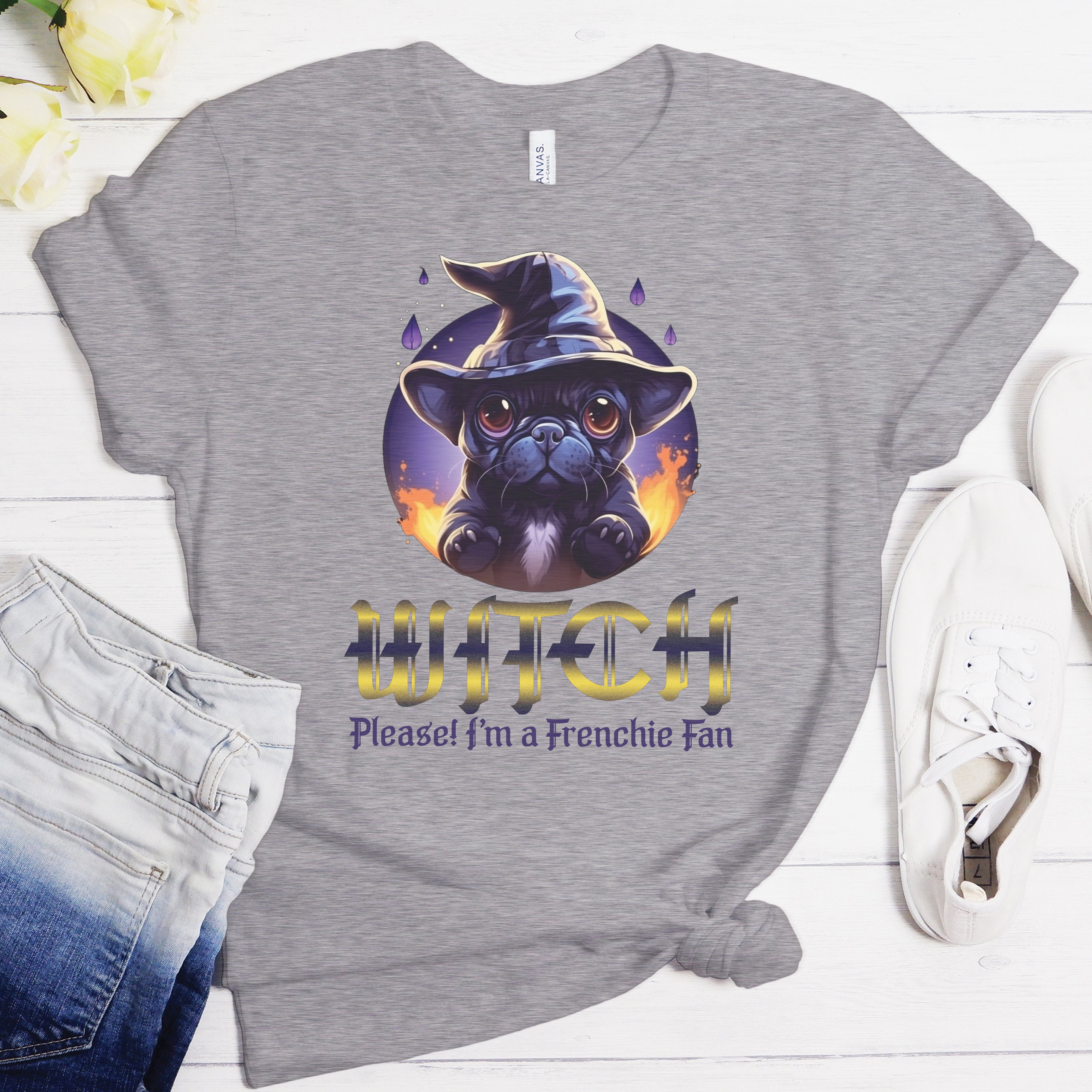 French Bulldog Witch - Unisex T-Shirt for Bulldog Owners-fadou