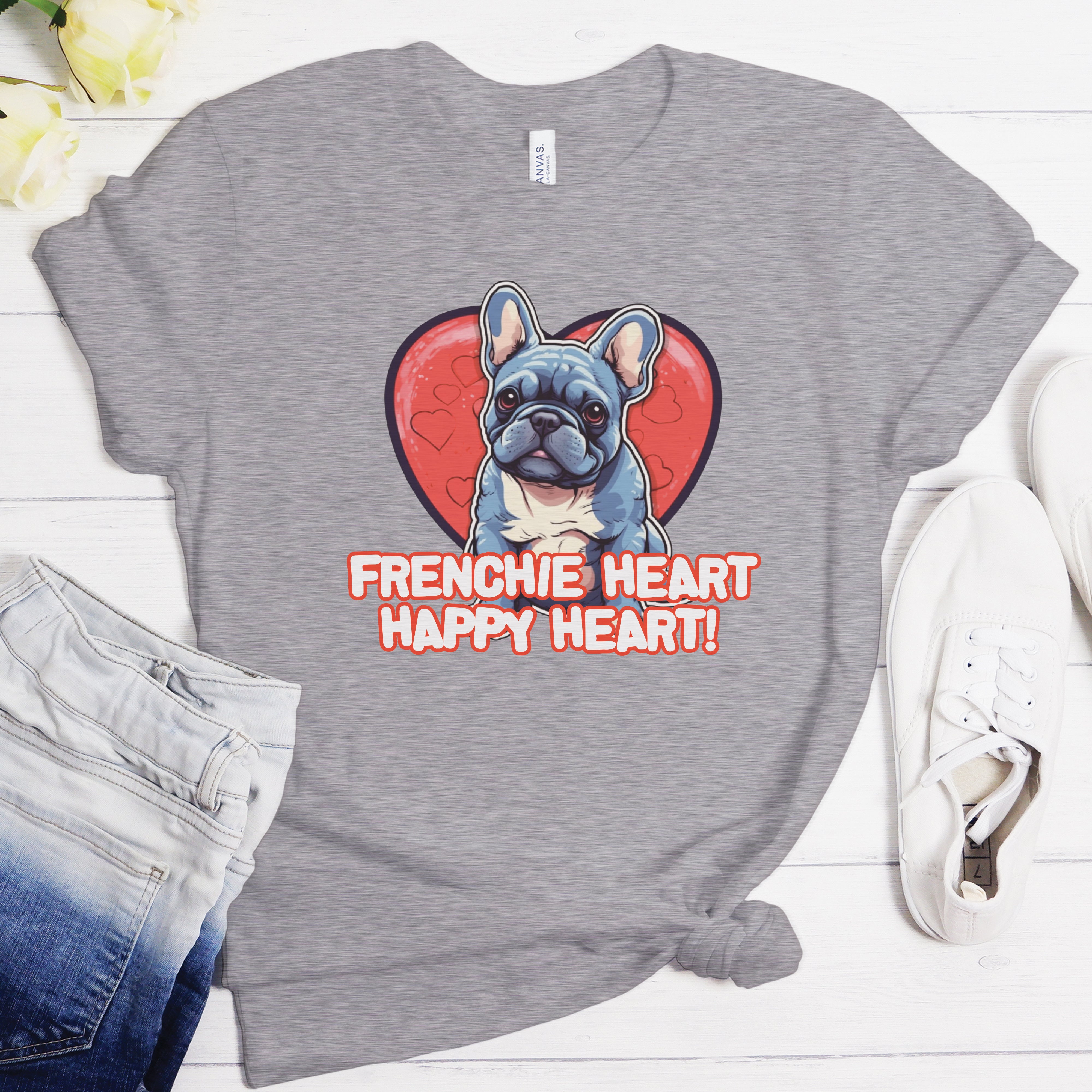 Heartwarming French Bulldog Cotton T-Shirt for Dog Park Days-fadou