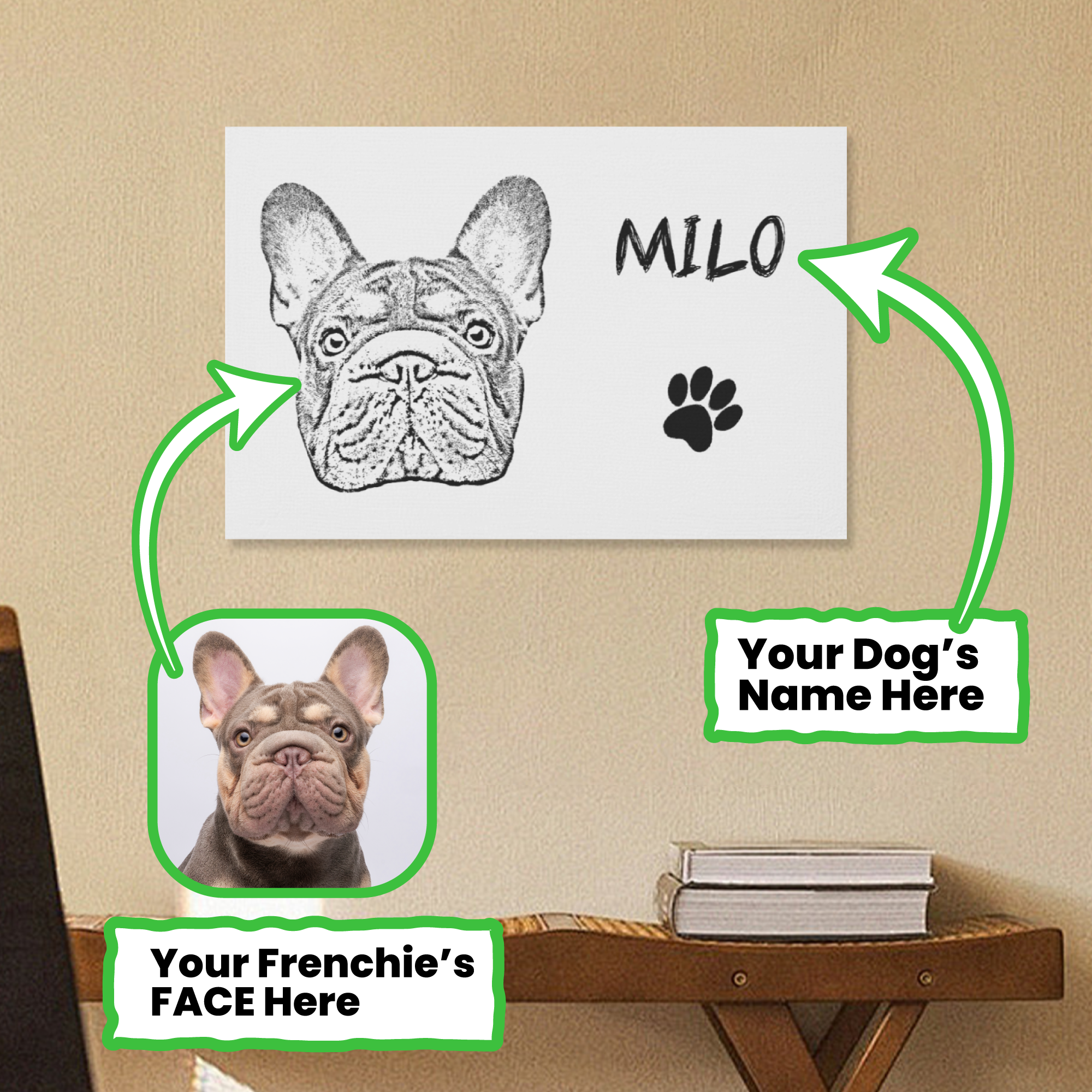 French Bulldog Personalized Framed Poster for Frenchie Fans-fadou