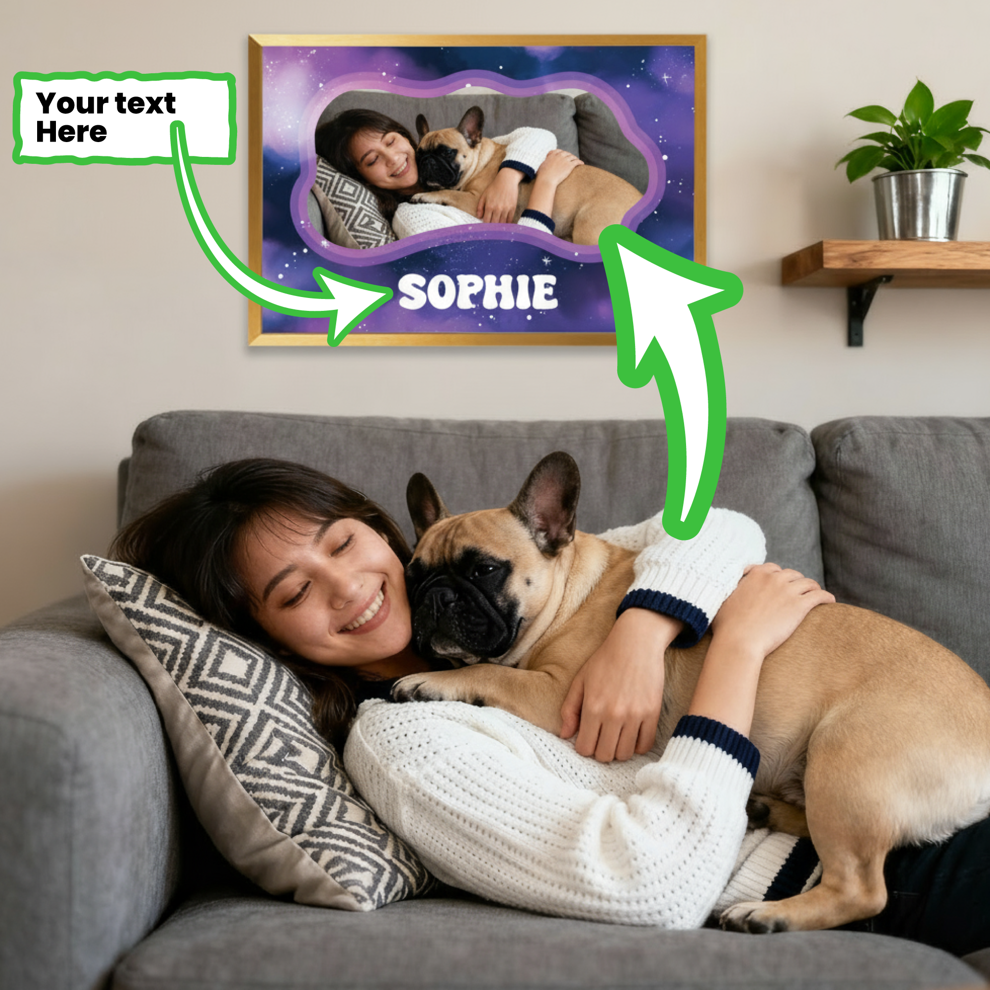Bowie Personalized Decorative Canvas for Frenchie Enthusiasts-fadou