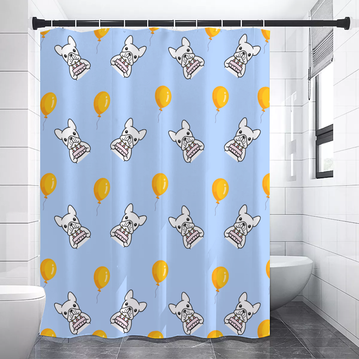 OZZY French Bulldog Fabric Curtain for Frenchie Enthusiasts-fadou