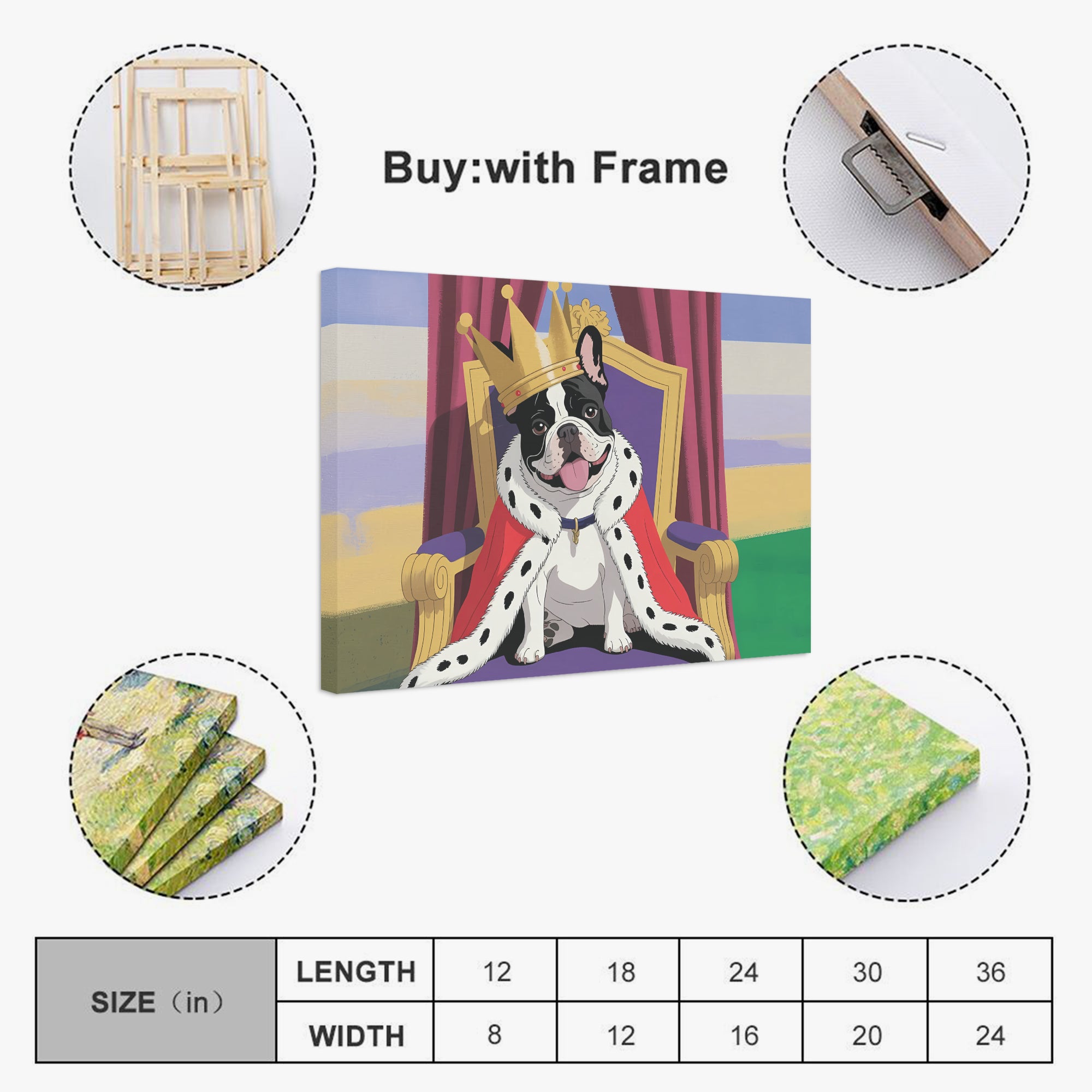 French Bulldog Adorable Canvas Wall Art for Everyday Wear-fadou