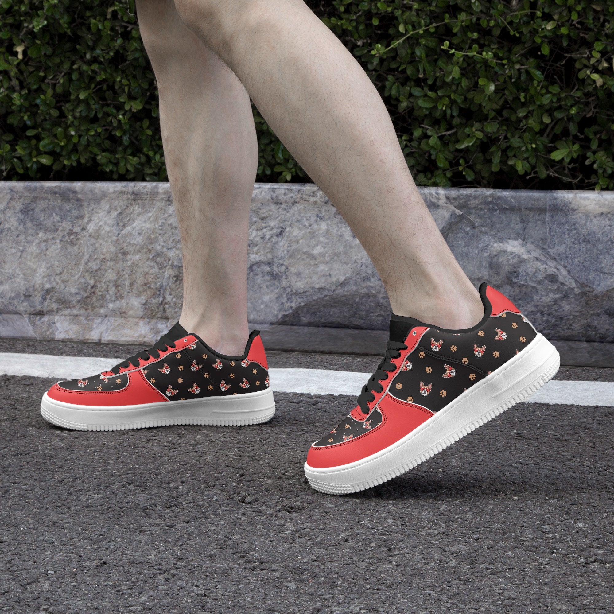 French Bulldog Leather Classic Sneakers for Bulldog Owners-fadou