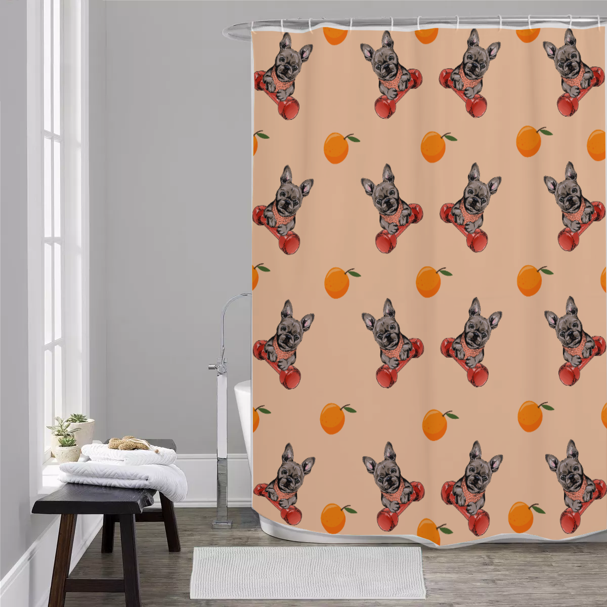 MAX French Bulldog Shower Curtain for Frenchie Enthusiasts-fadou