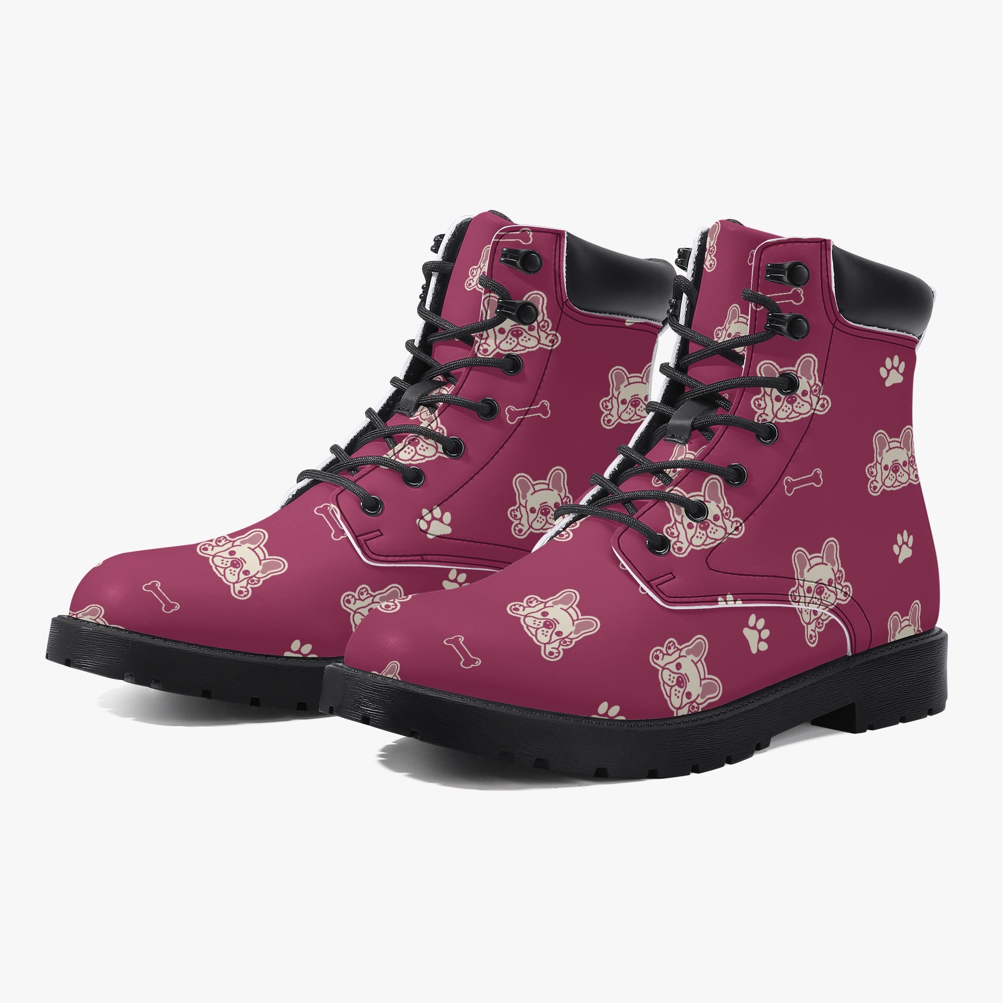 Frenchie Leather Fashion Boots for Frenchie Enthusiasts-fadou