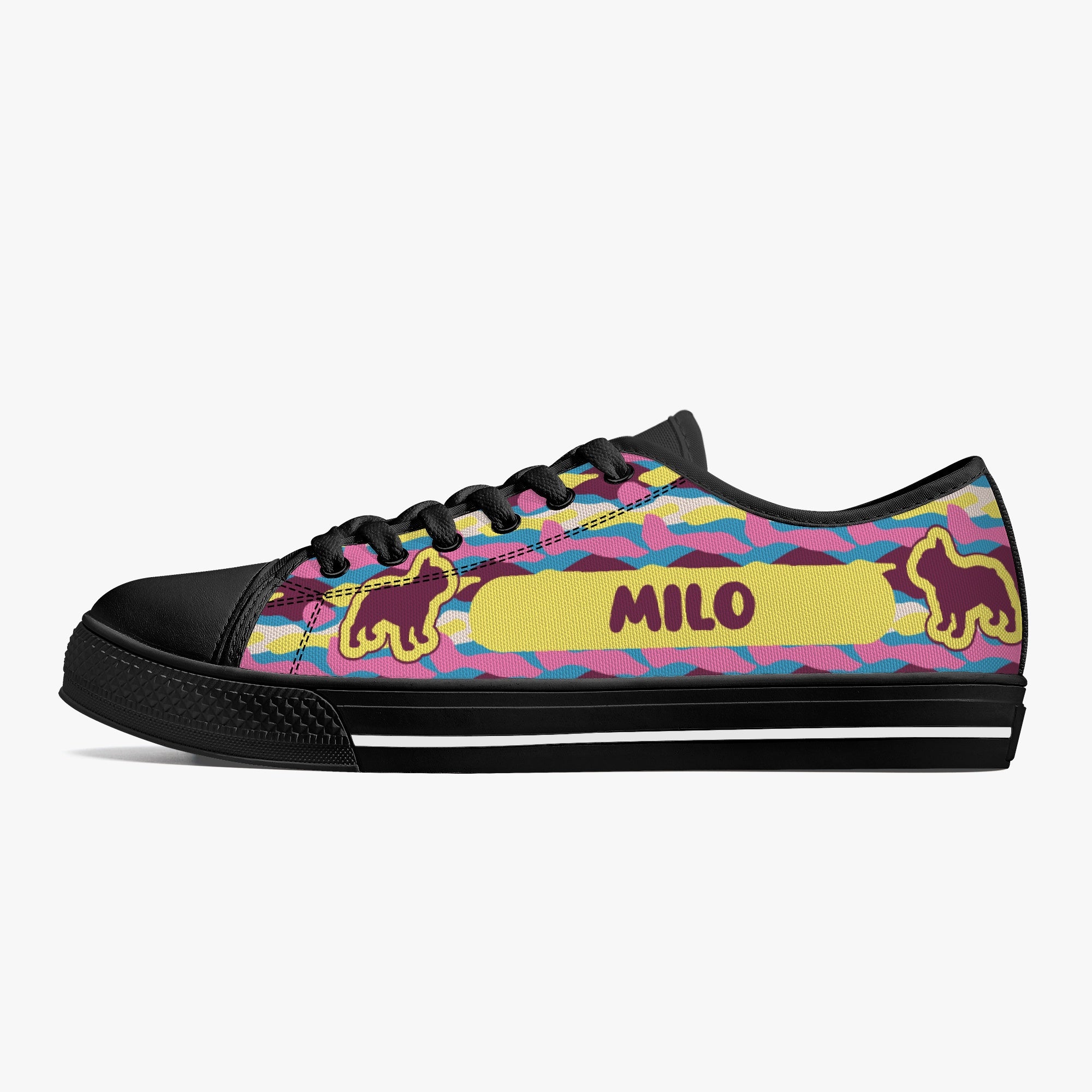 French Bulldog Personalized Canvas Sneakers for Everyday Wear-fadou