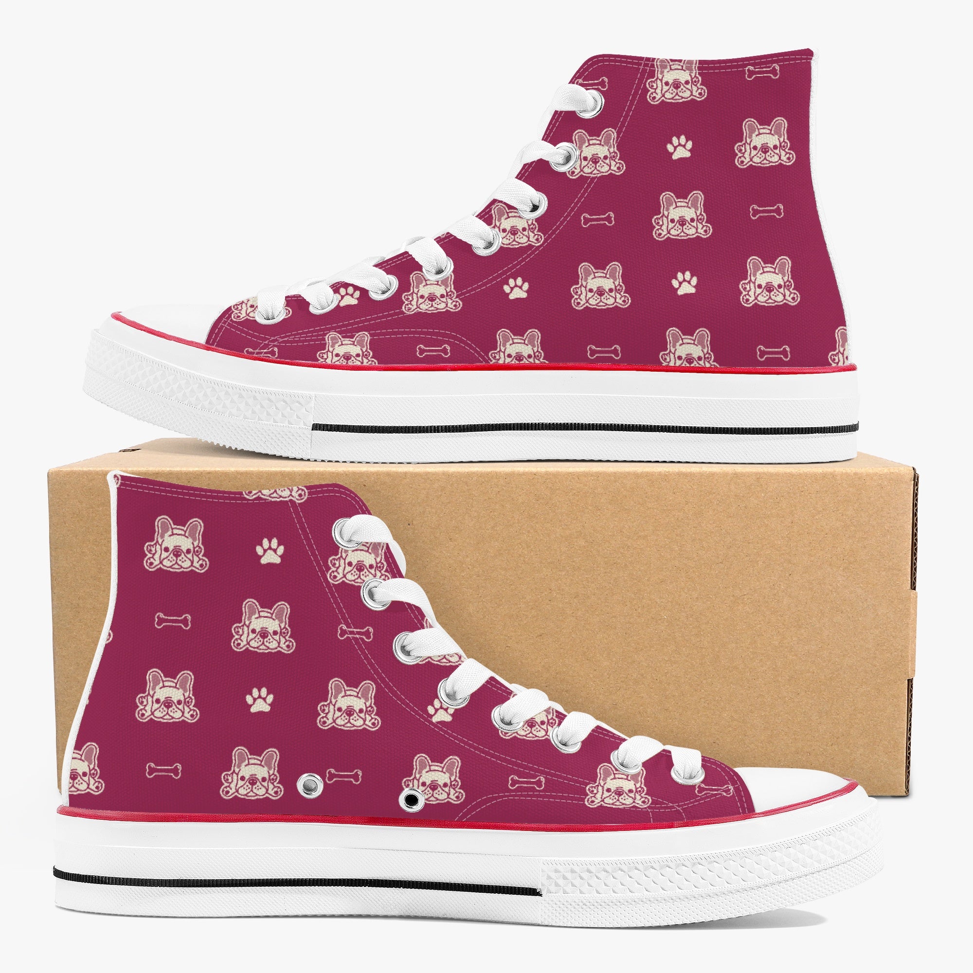 French Bulldog High-Top Casual Footwear for Bulldog Owners-fadou