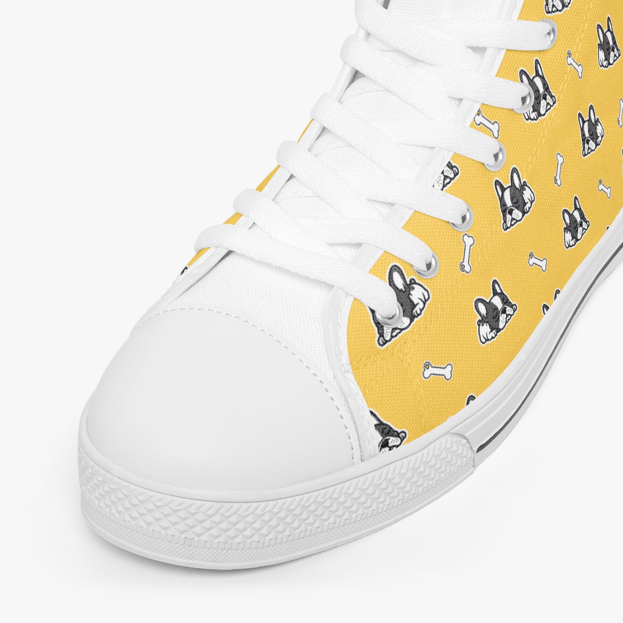 French Bulldog High-Top Canvas Sneakers for Pet Culture-fadou