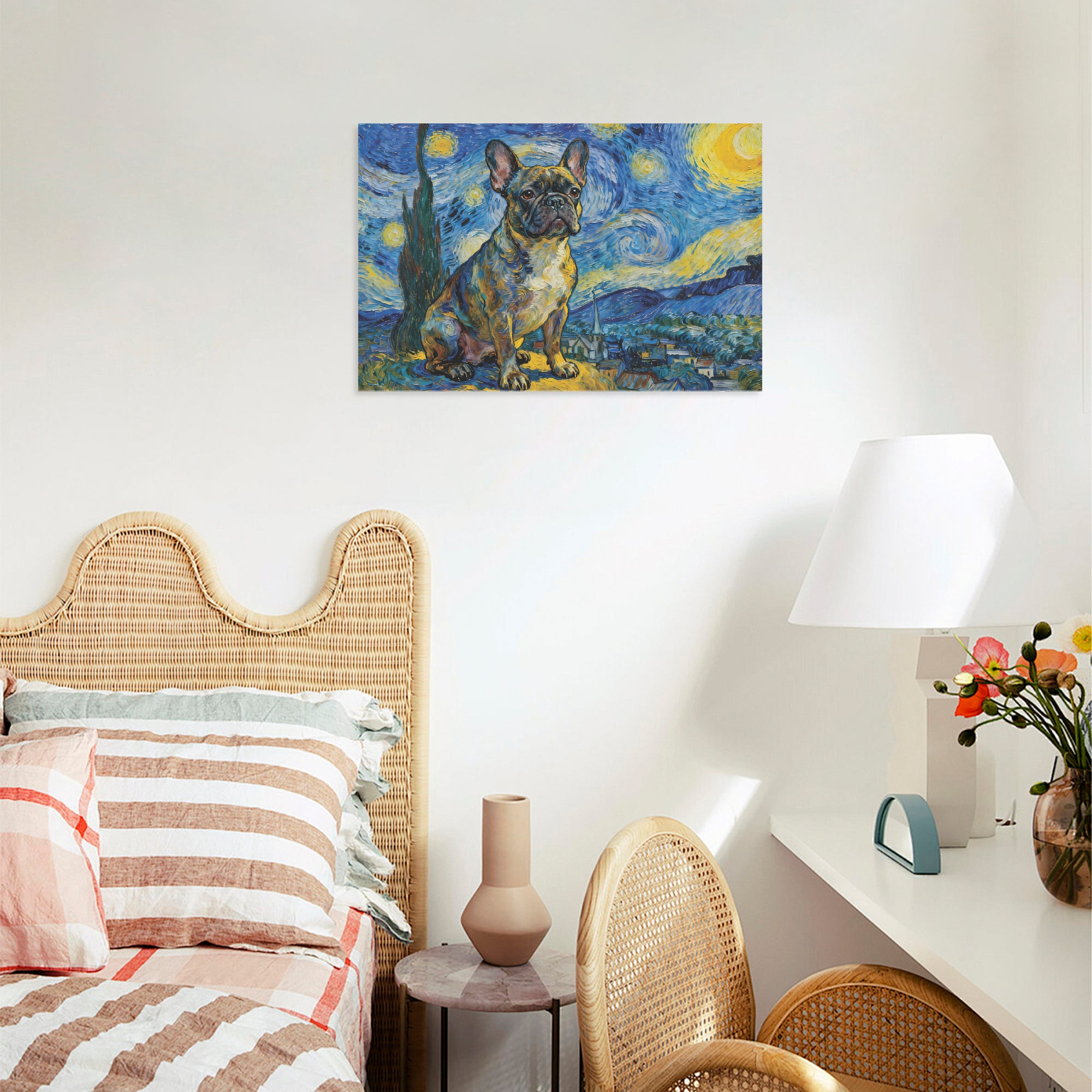 Tulip Adorable Canvas Wall Art for Frenchie Enthusiasts-fadou
