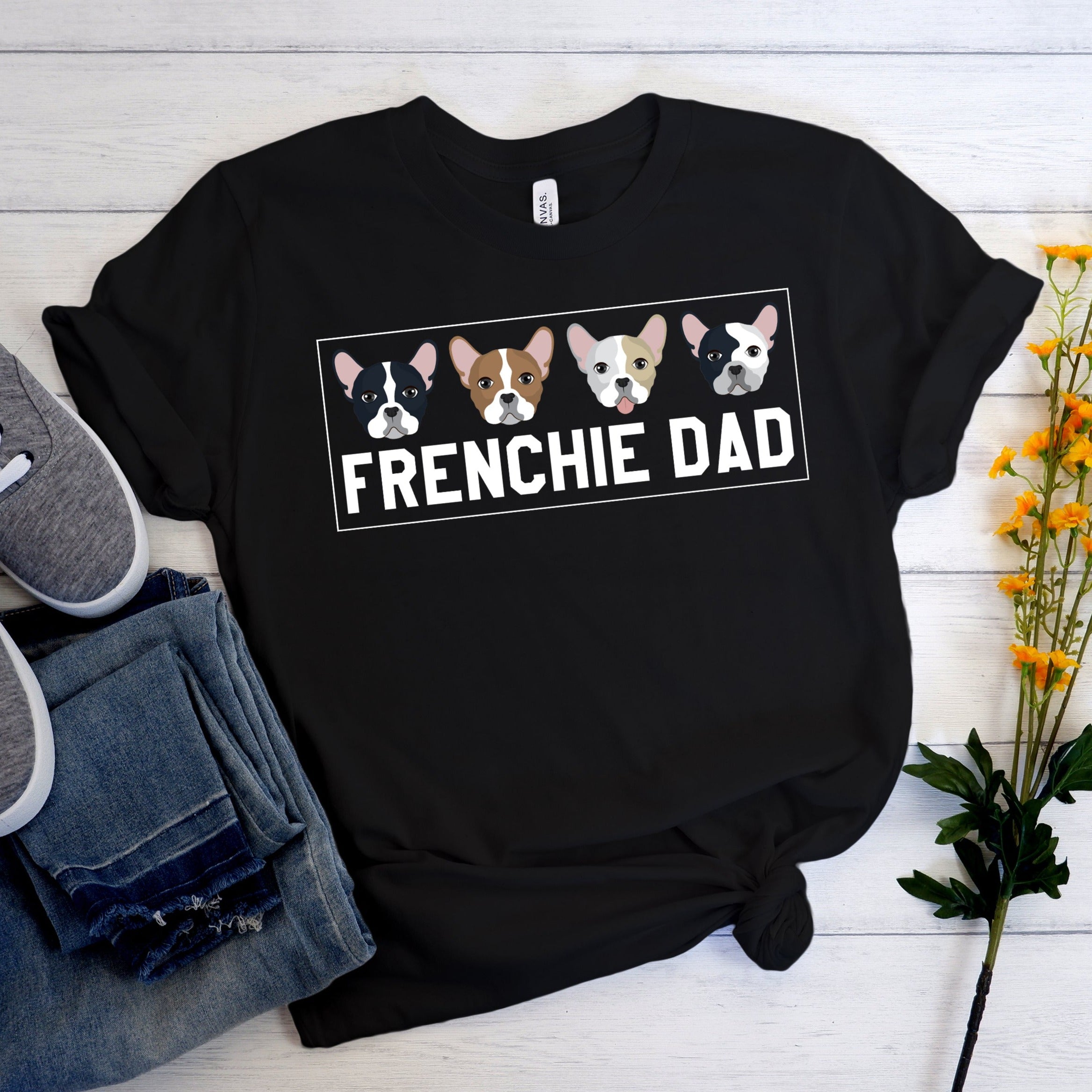 Dad French Bulldog Graphic Tee for Frenchie Enthusiasts-fadou