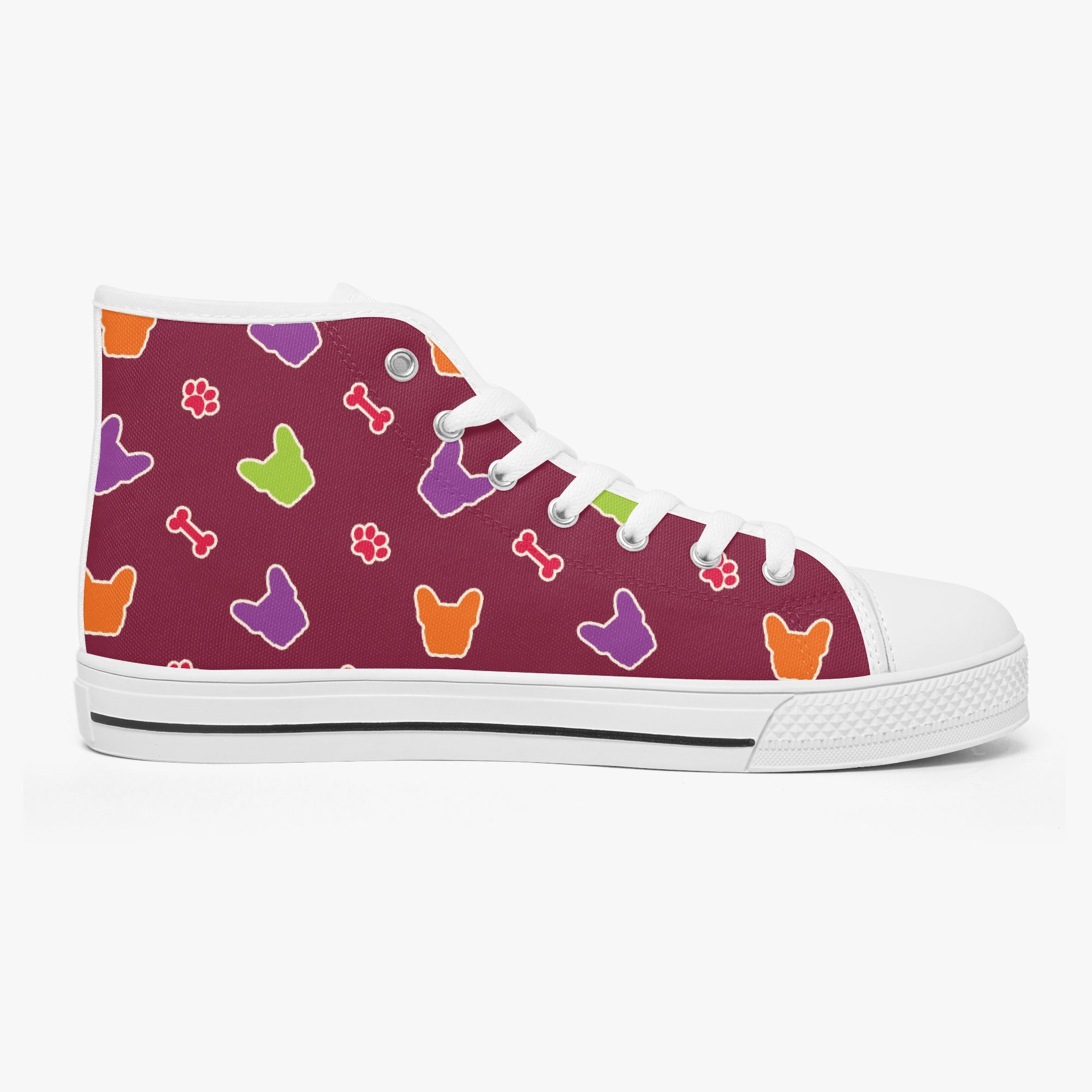 French Bulldog High-Top Casual Footwear for Pet Parents-fadou