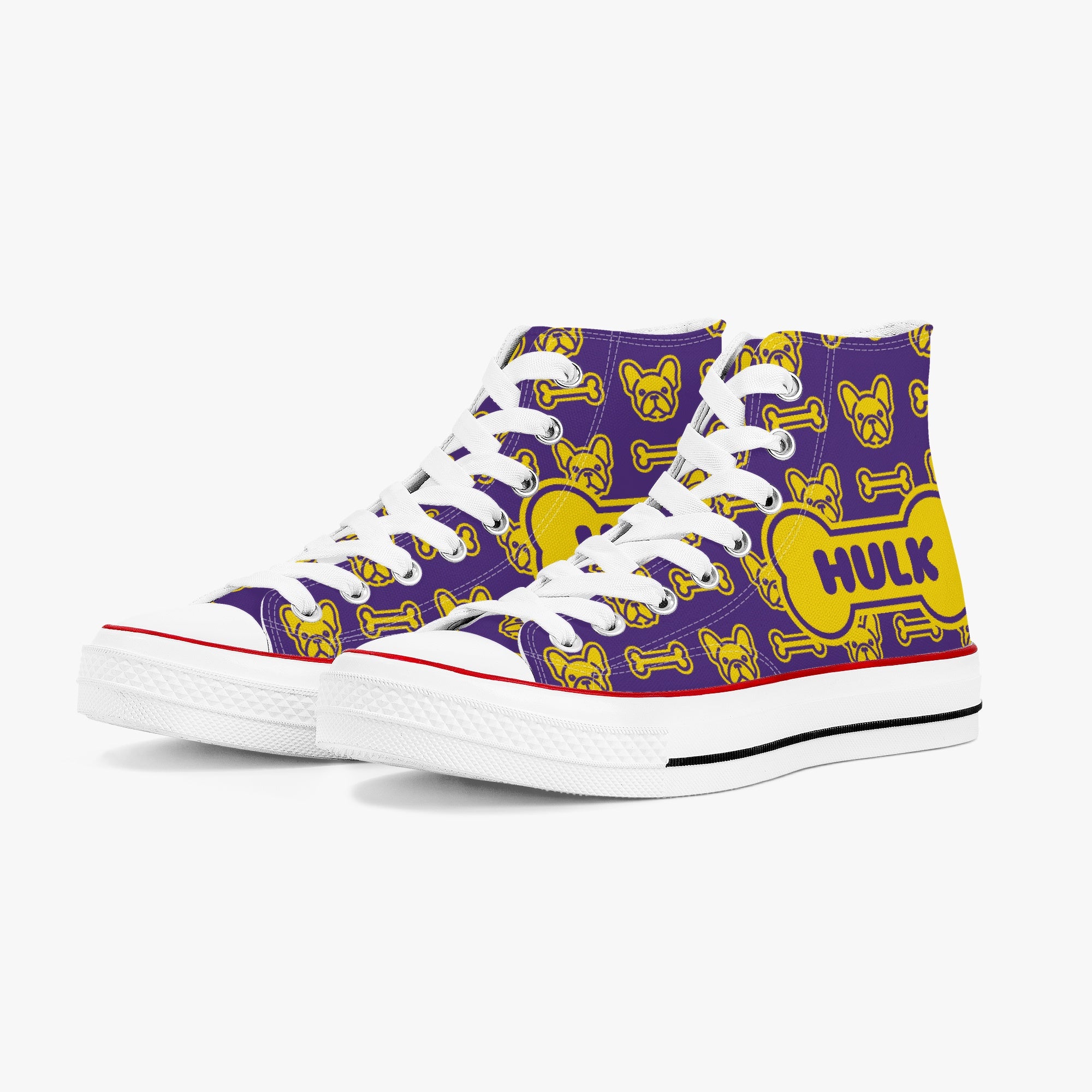 High-Top Personalized Canvas Sneakers for Bulldog Owners-fadou