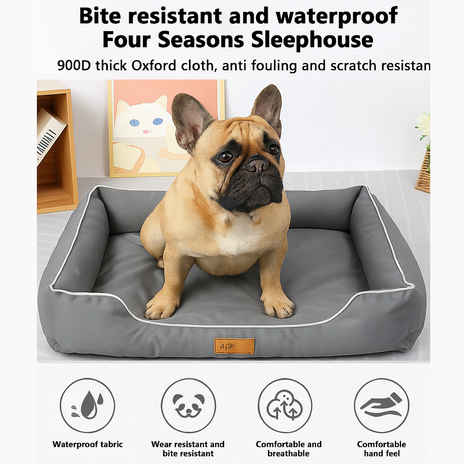 French Bulldog Comfortable Cozy Sofa Bed for Small Breeds-fadou