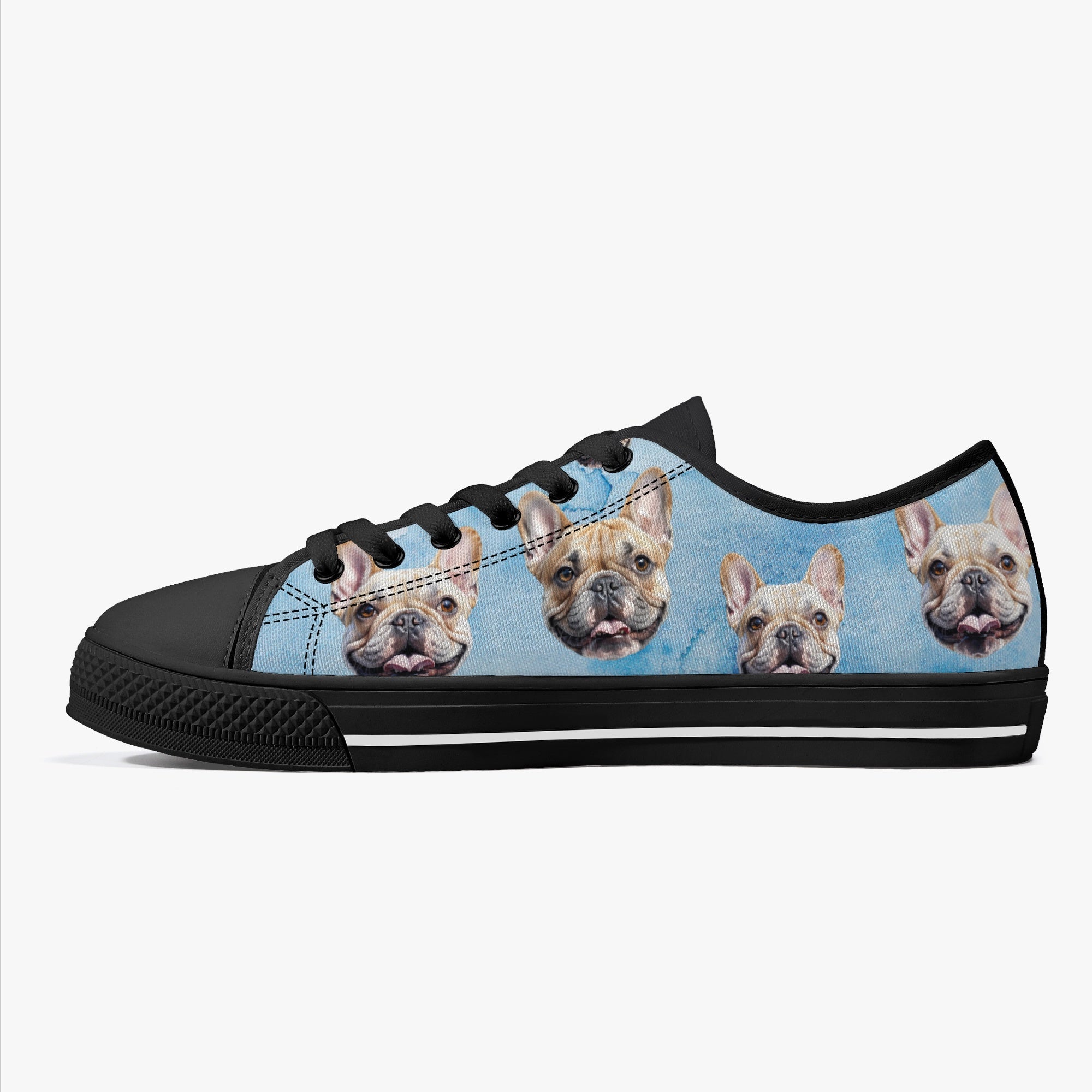 Low-Top Classic Canvas Sneakers for Frenchie Enthusiasts-fadou