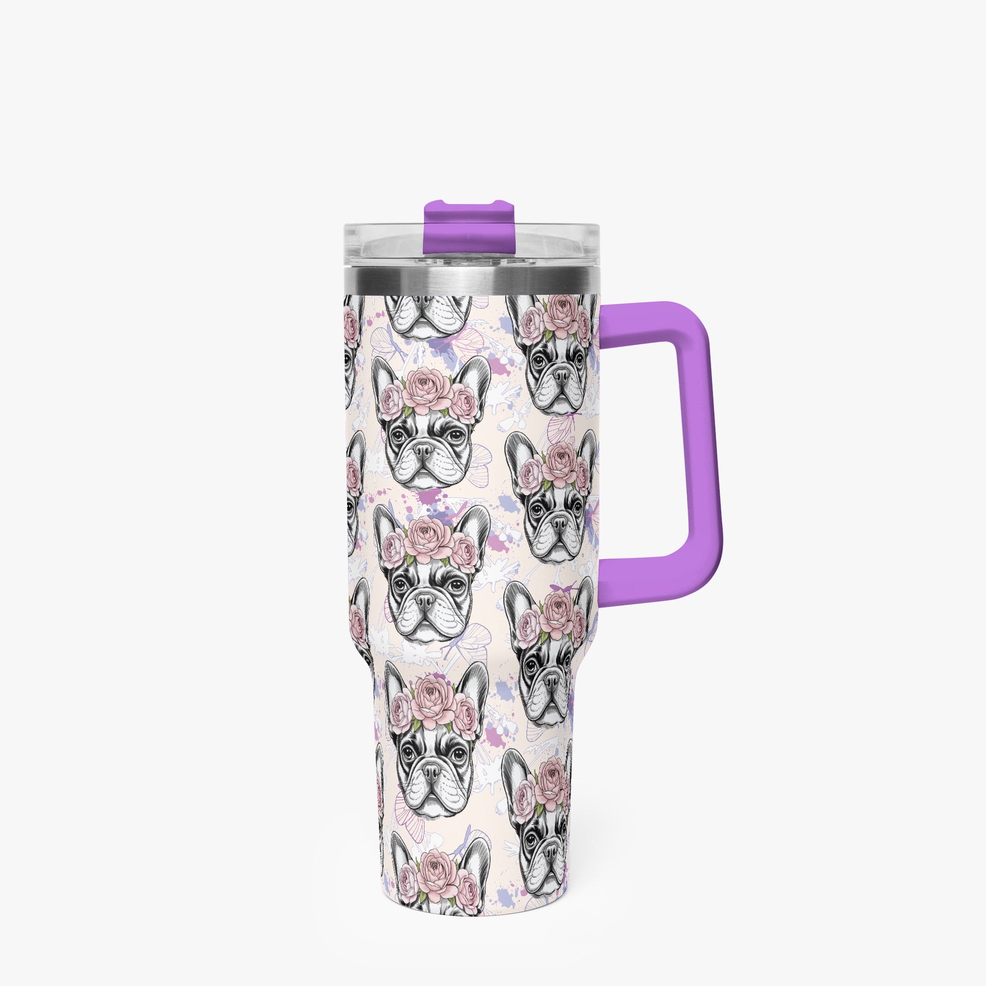 Frida French Bulldog Stainless Tumbler for Bulldog Owners-fadou