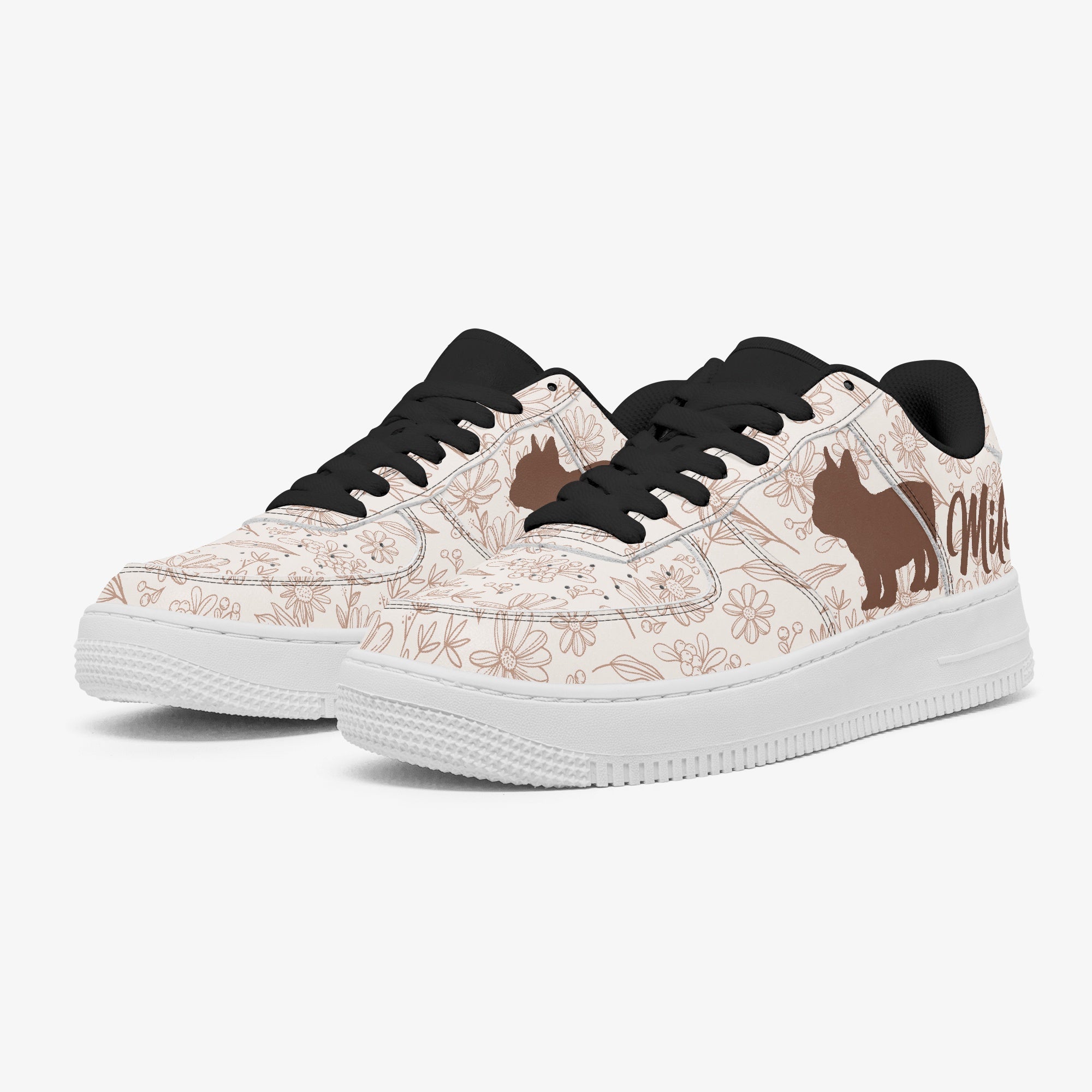 Leather Personalized Casual Footwear for Frenchie Enthusiasts-fadou