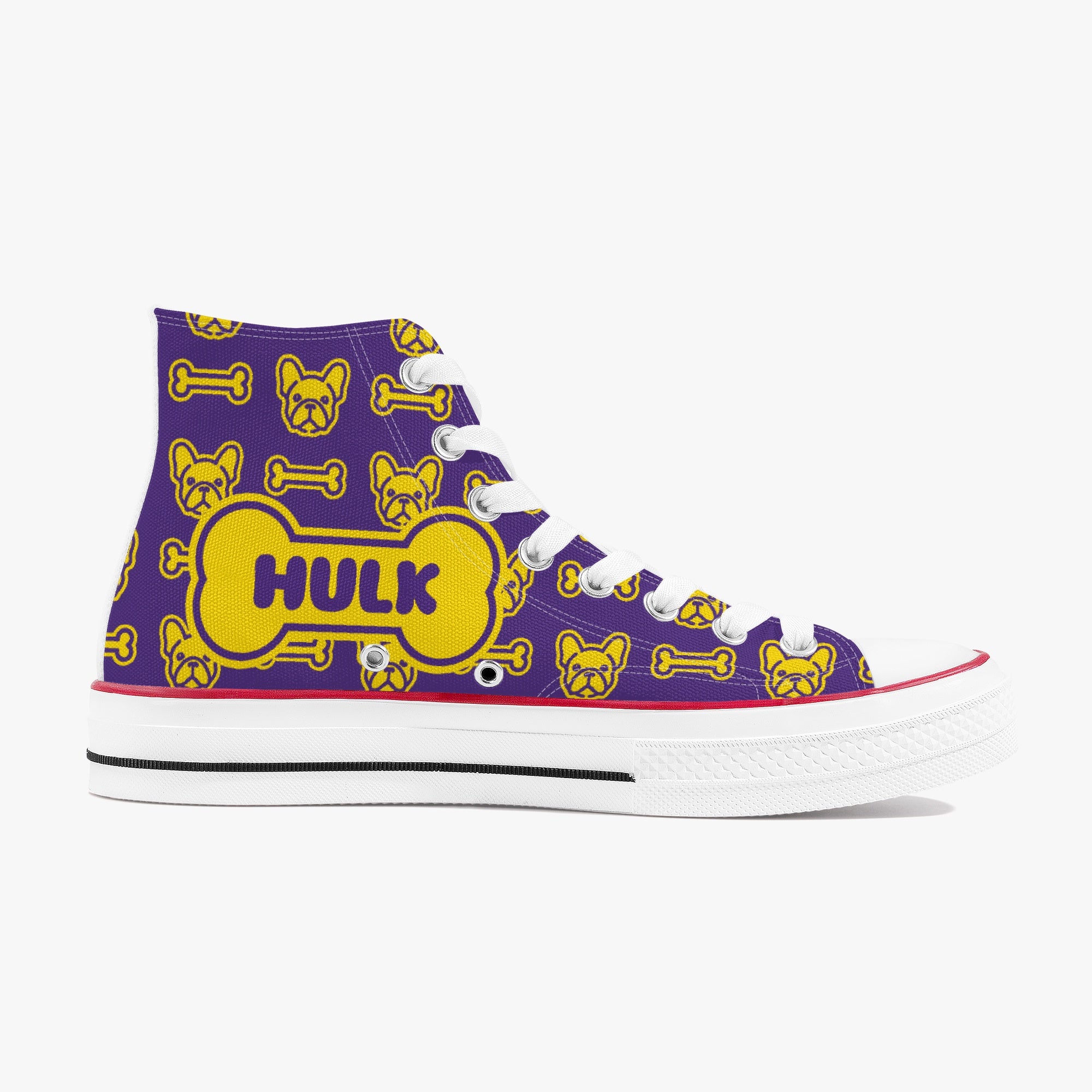 High-Top Personalized Canvas Sneakers for Bulldog Owners-fadou