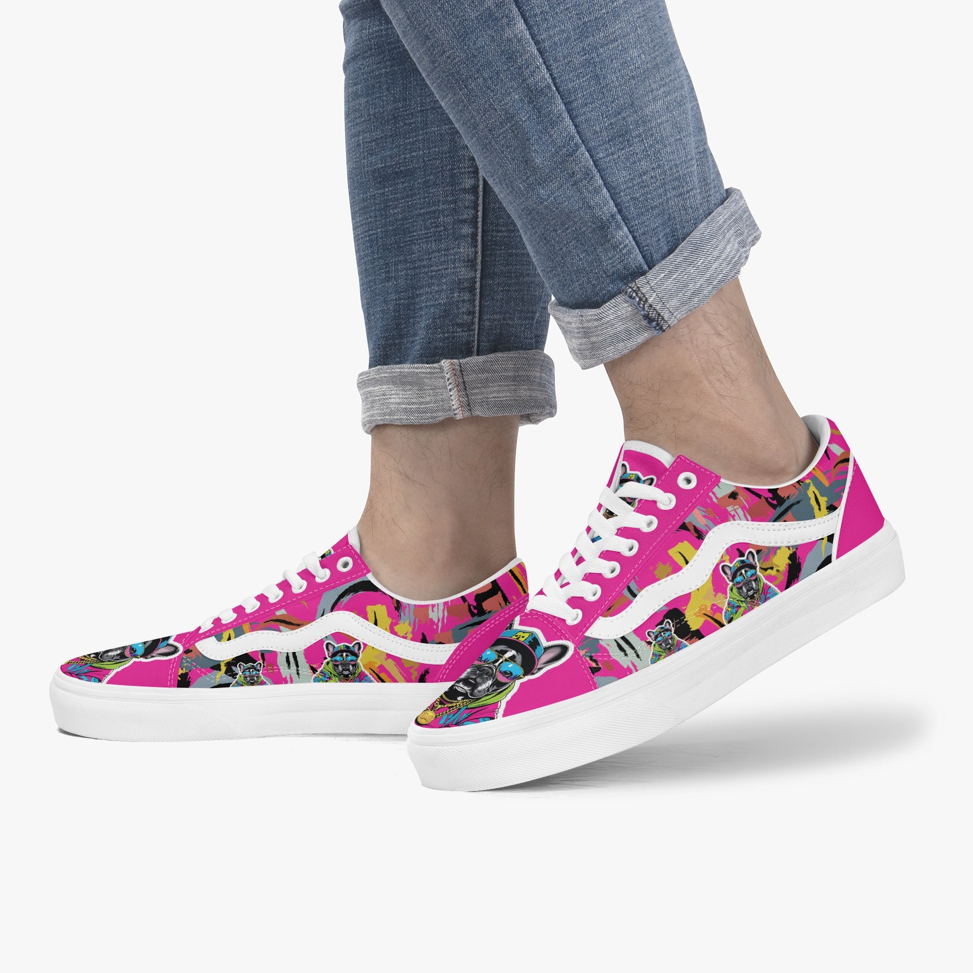French Bulldog Trendy Canvas Sneakers for Dog Moms & Dads-fadou