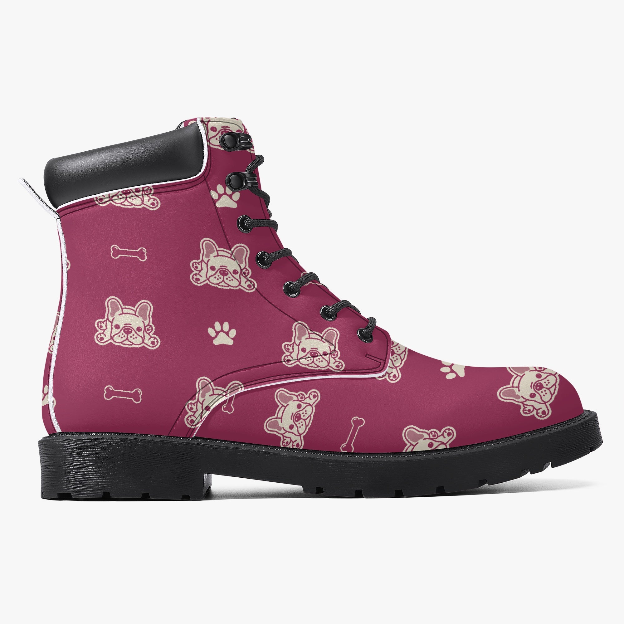 Frenchie Leather Fashion Boots for Frenchie Enthusiasts-fadou