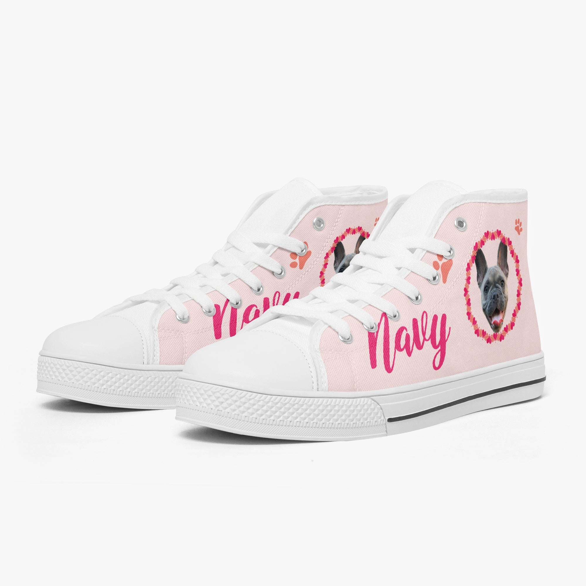 French Bulldog Personalized Canvas Sneakers for Bulldog Owners-fadou