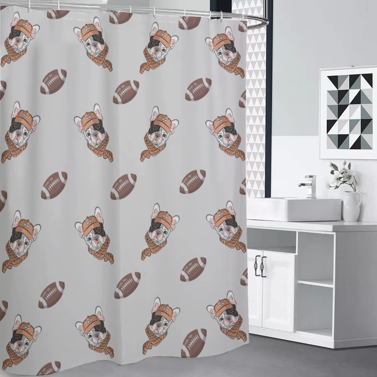 WALTER French Bulldog Fabric Curtain for Dog Moms & Dads-fadou