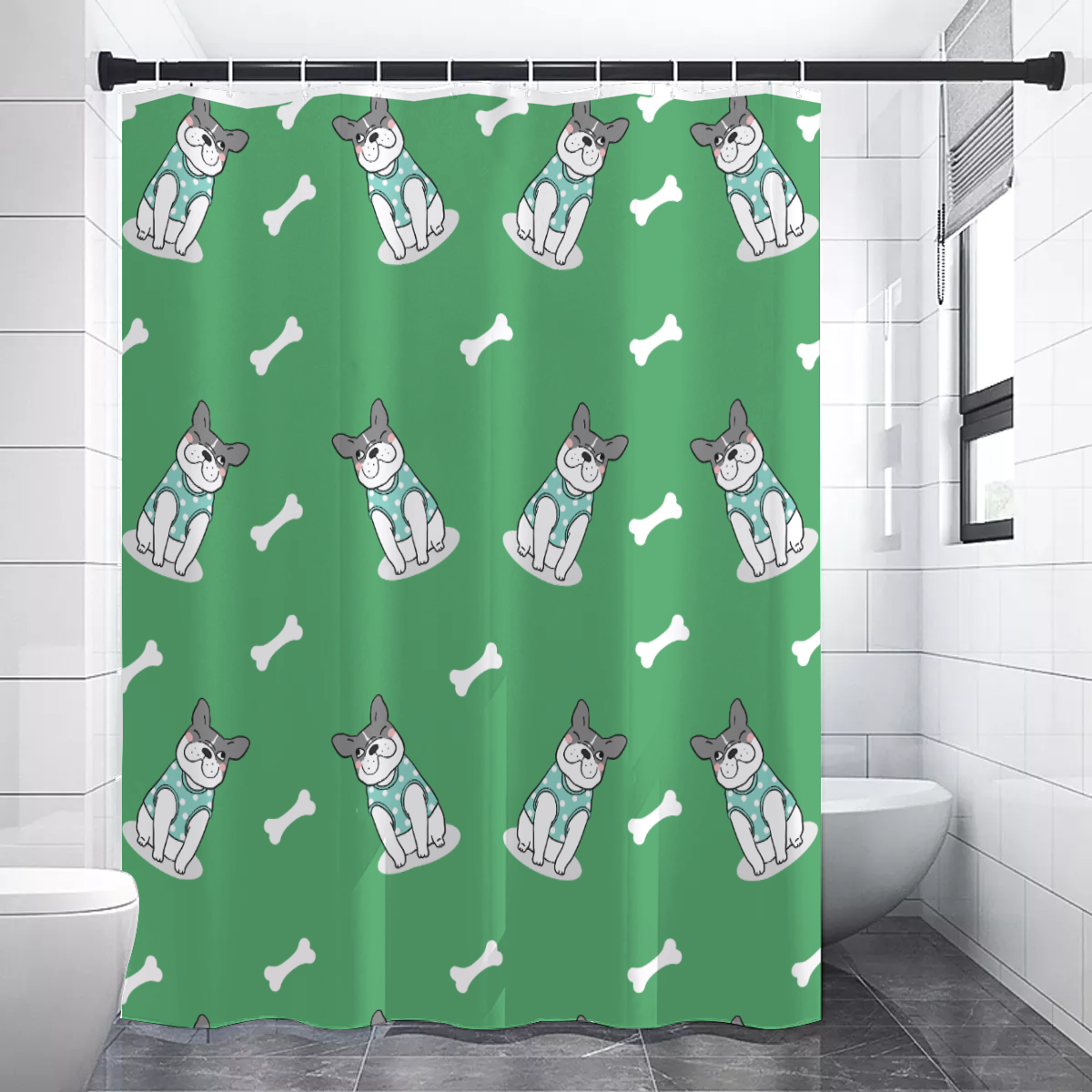ZEUS French Bulldog Shower Curtain for Frenchie Enthusiasts-fadou