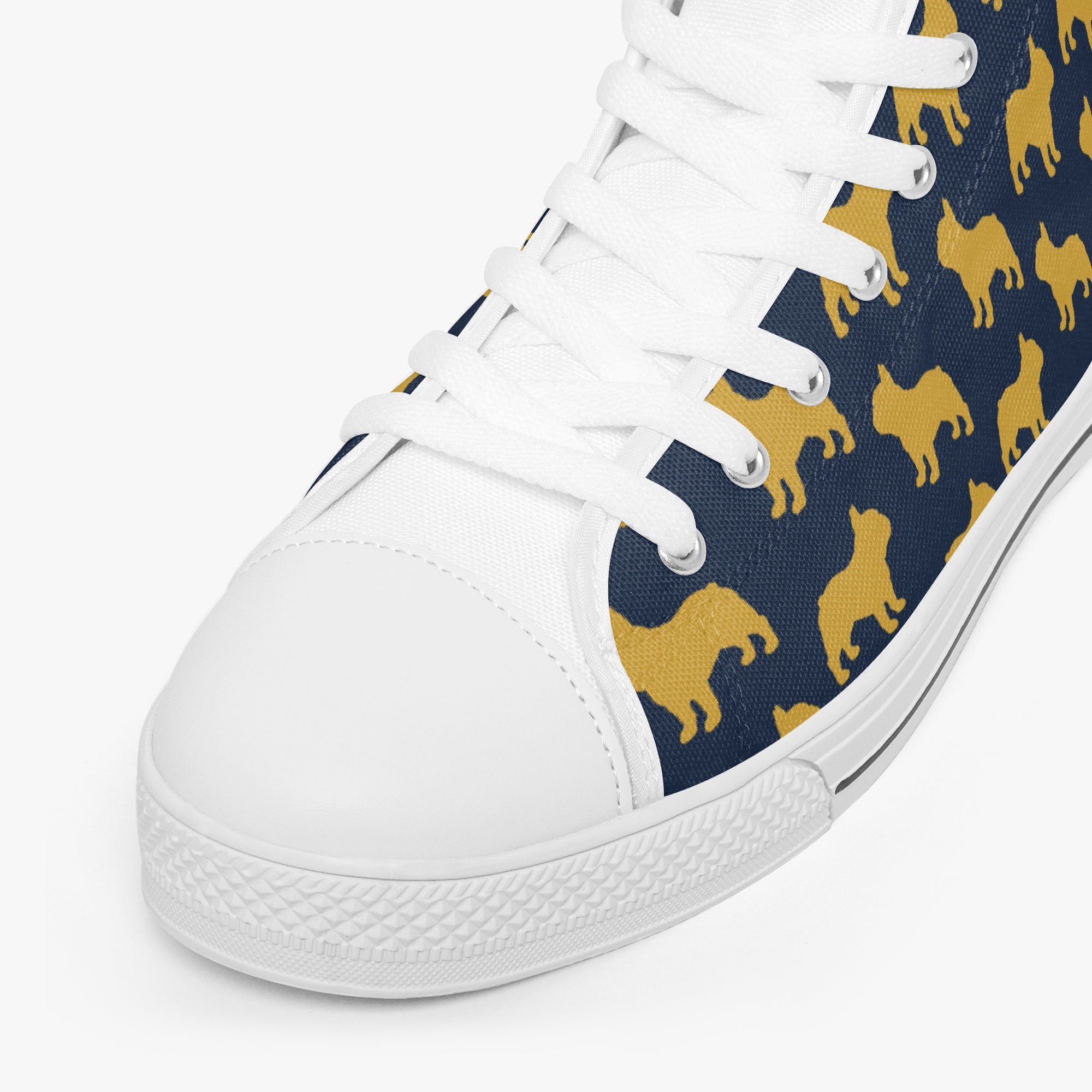 French Bulldog High-Top Canvas Sneakers for Pet Parents-fadou