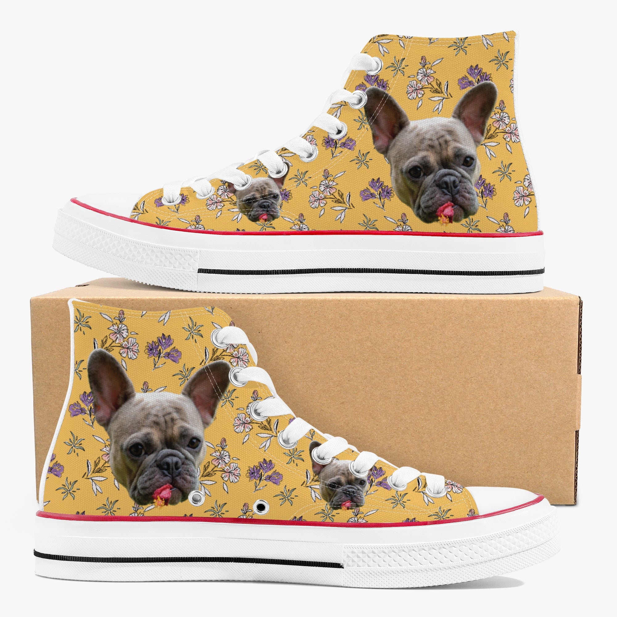 French Bulldog Personalized High-Top Shoes for Frenchie Enthusiasts-fadou
