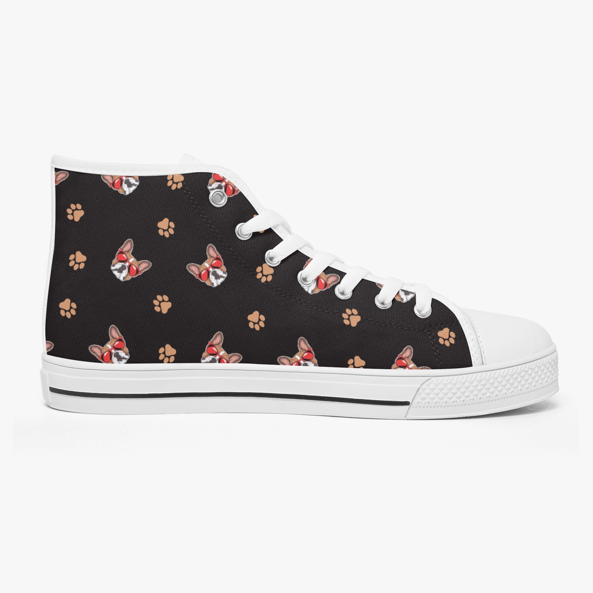French Bulldog Classic Canvas Sneakers for Frenchie Fans-fadou