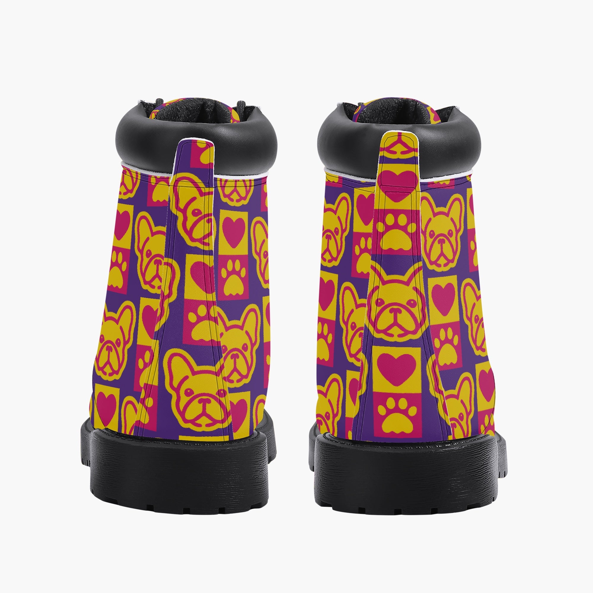 French Bulldog Casual Leather Boots for Frenchie Enthusiasts-fadou