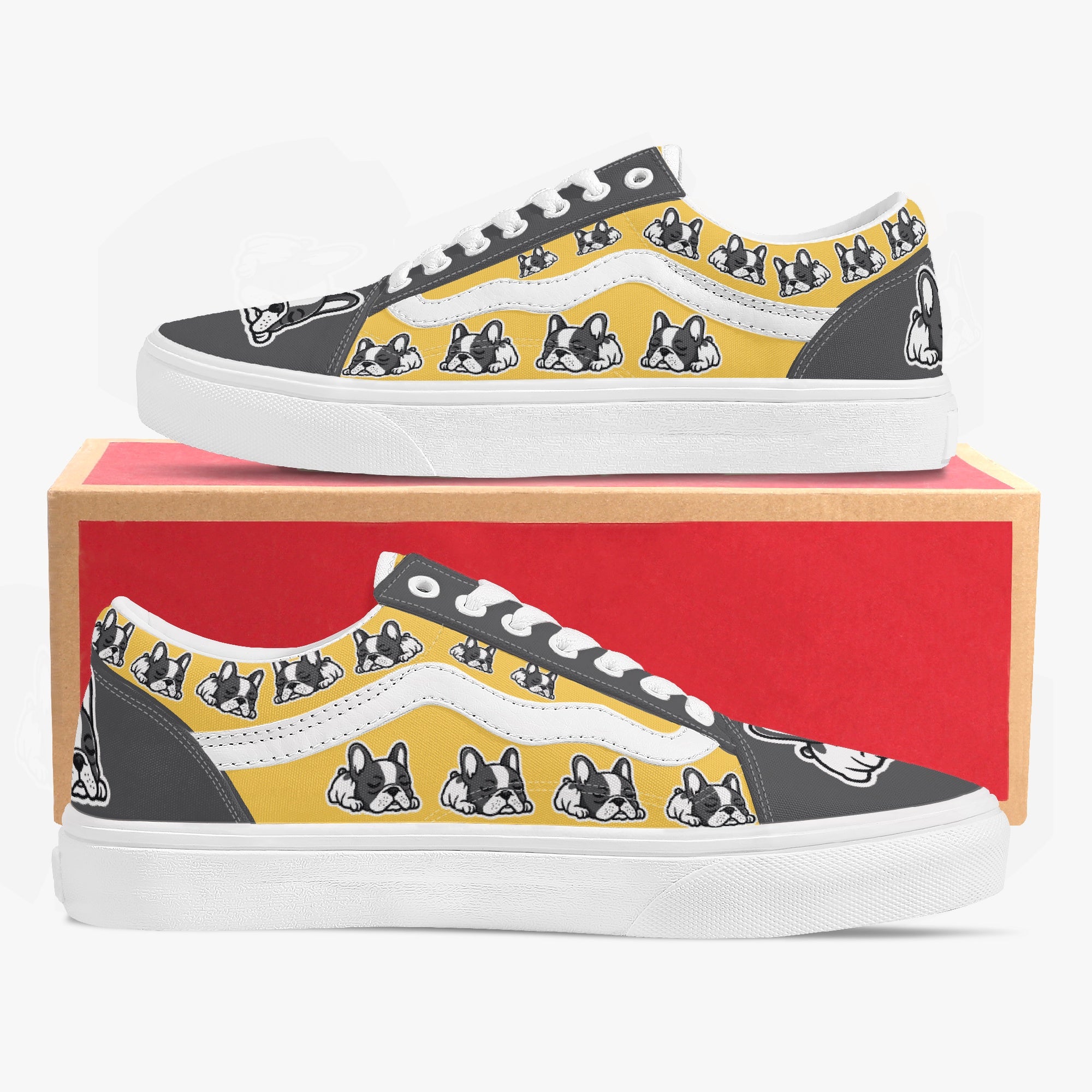 French Bulldog Trendy Canvas Sneakers for Frenchie Enthusiasts-fadou