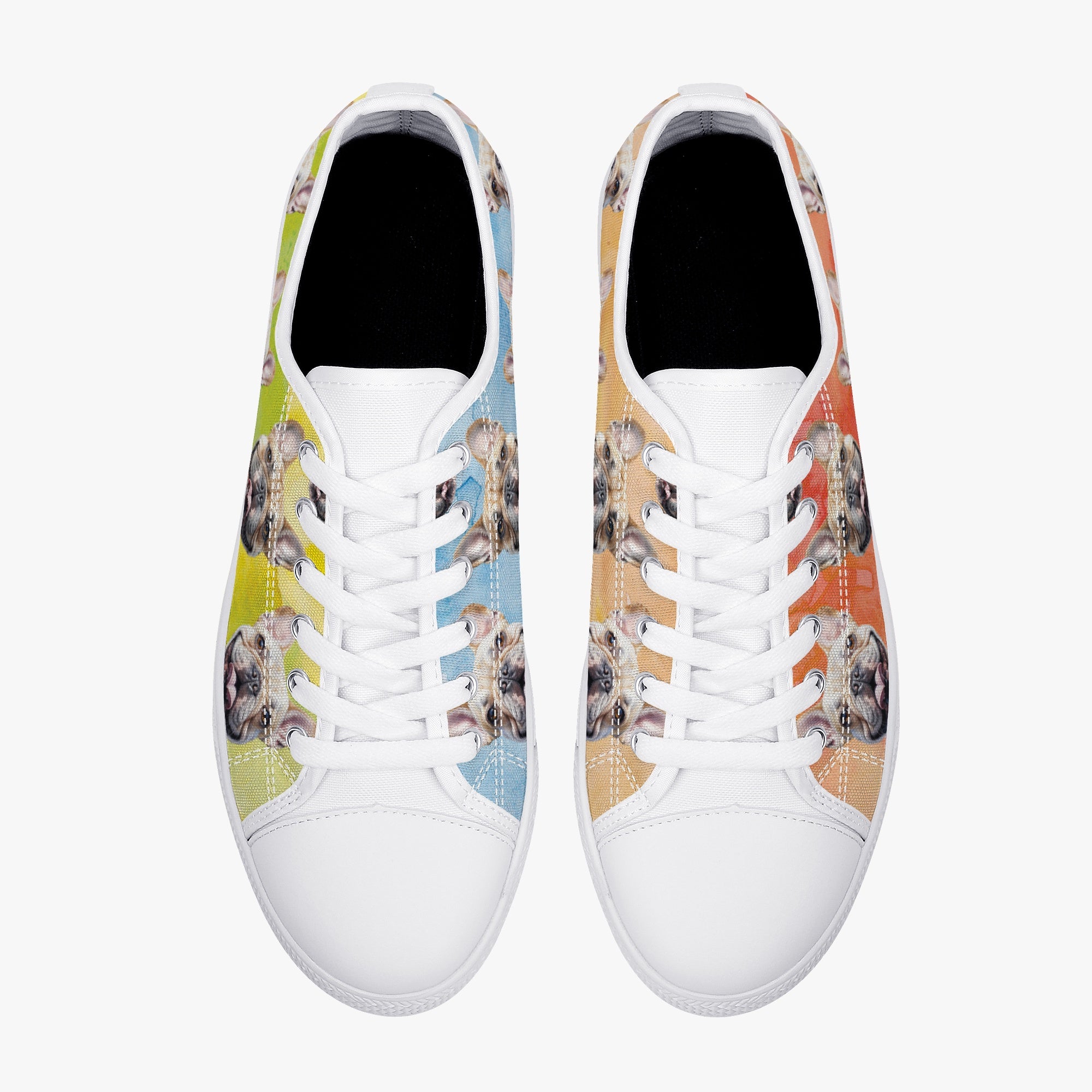 Low-Top Classic Canvas Sneakers for Frenchie Enthusiasts-fadou