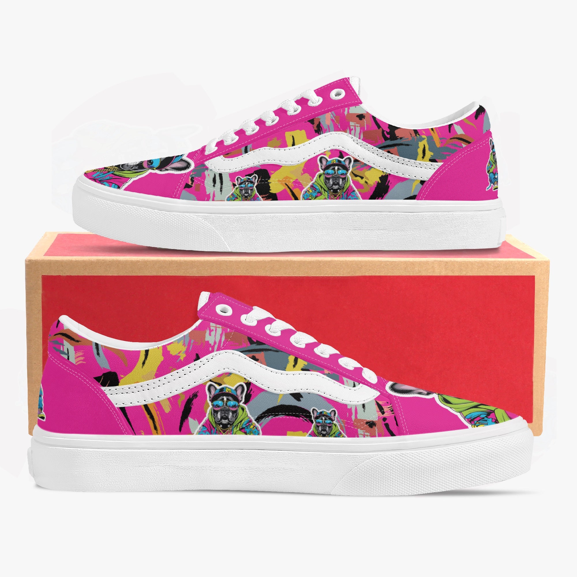 French Bulldog Trendy Canvas Sneakers for Dog Moms & Dads-fadou