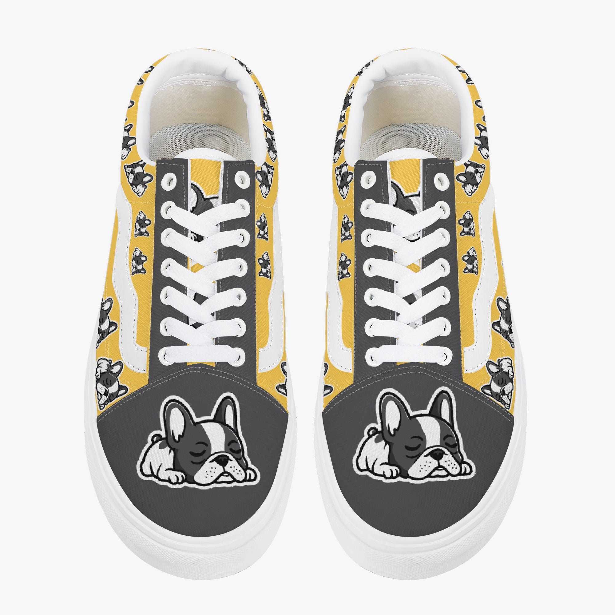 French Bulldog Trendy Canvas Sneakers for Frenchie Enthusiasts-fadou