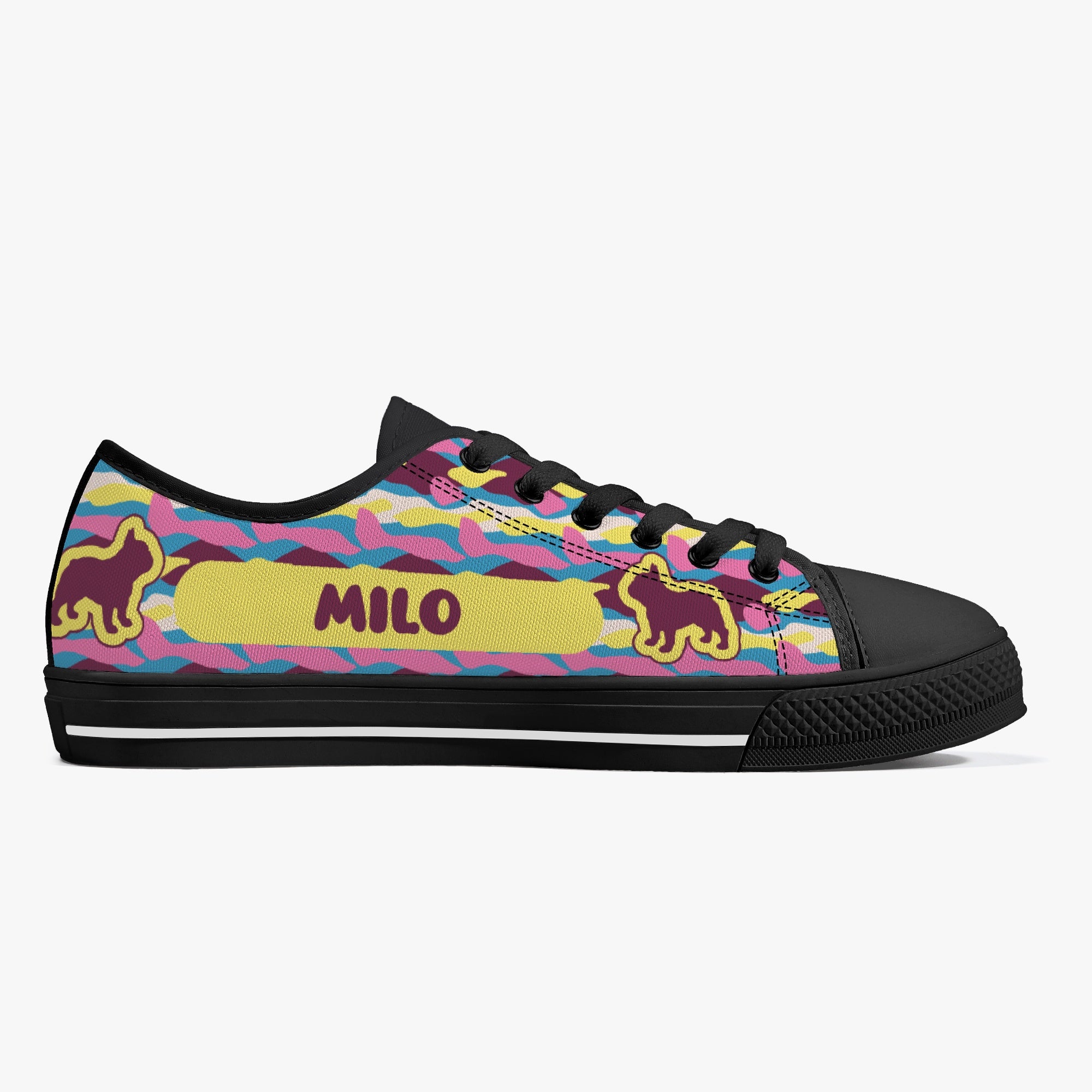 French Bulldog Personalized Canvas Sneakers for Everyday Wear-fadou