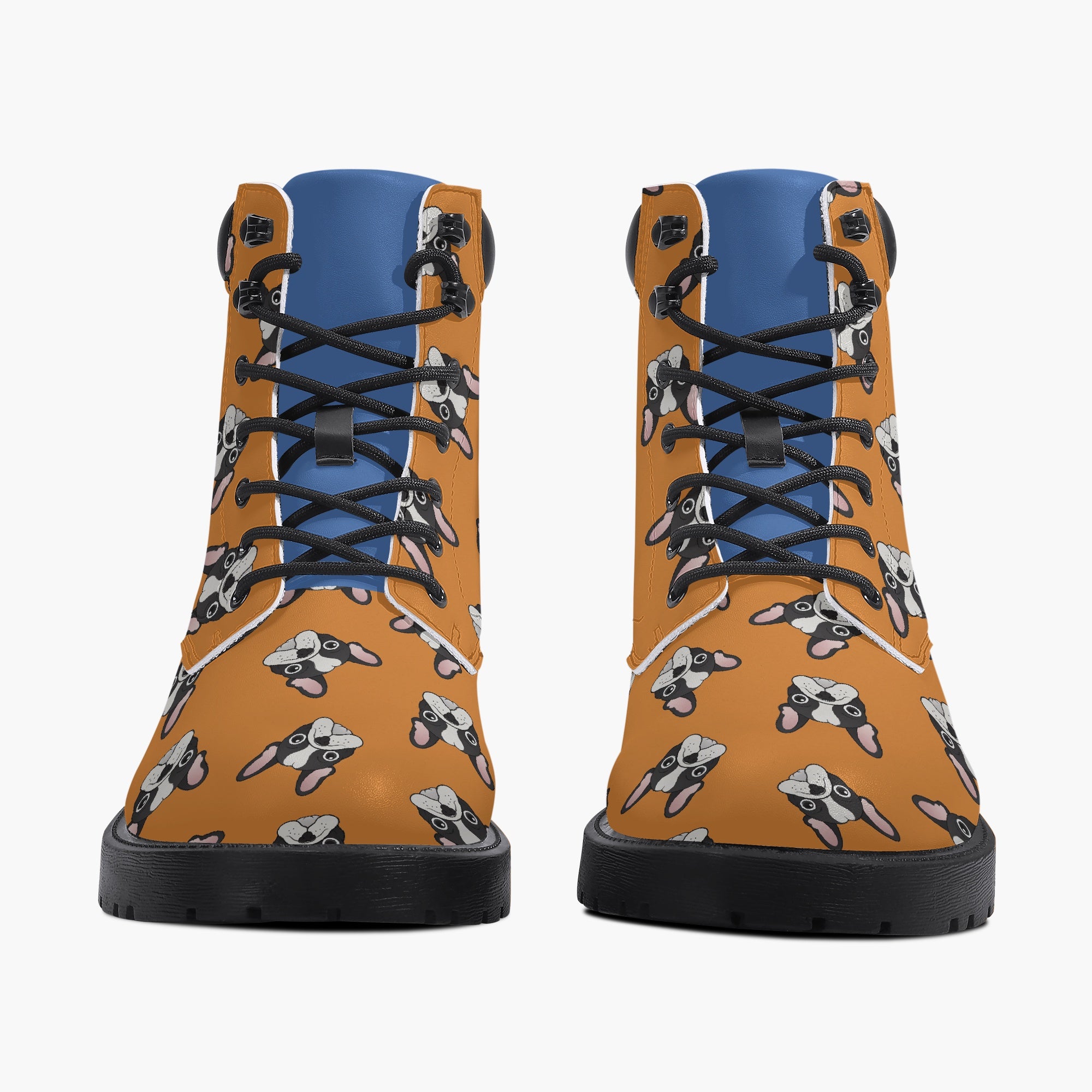 French Bulldog Leather Casual Boots for Frenchie Enthusiasts-fadou