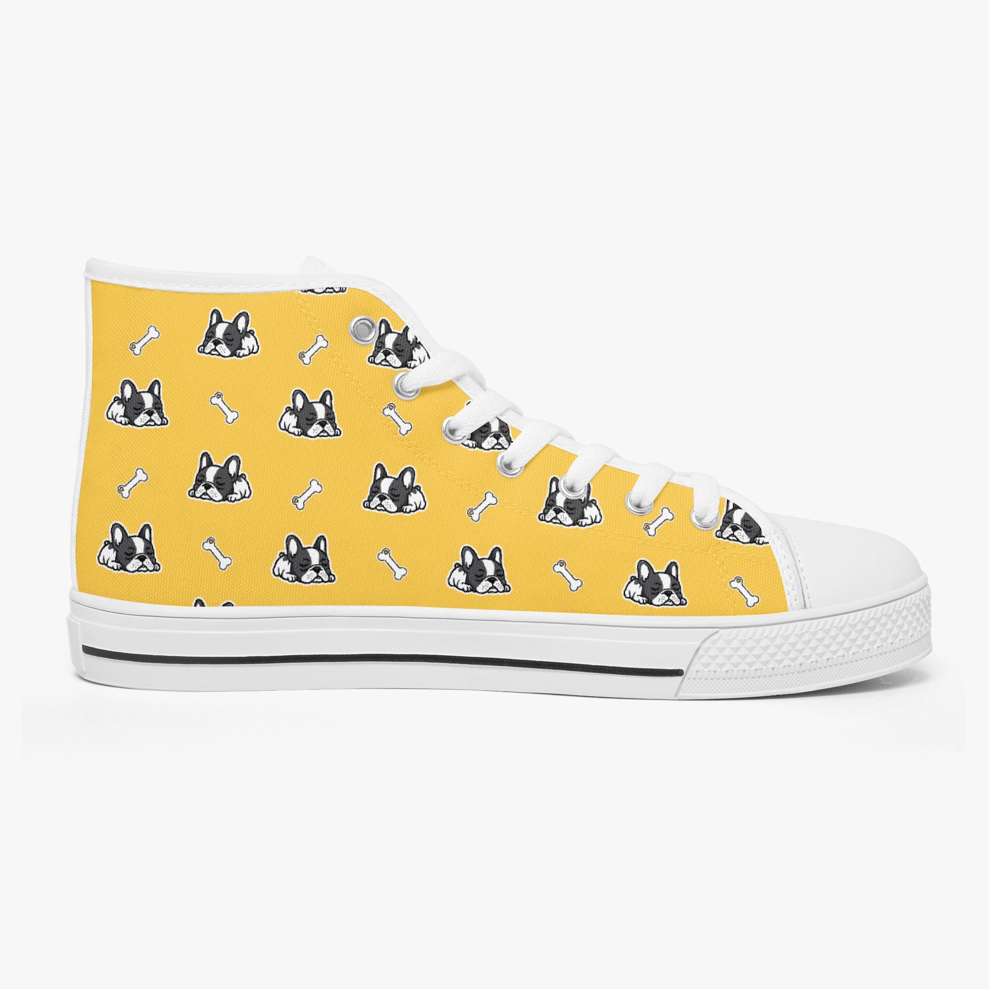 French Bulldog High-Top Canvas Sneakers for Pet Culture-fadou