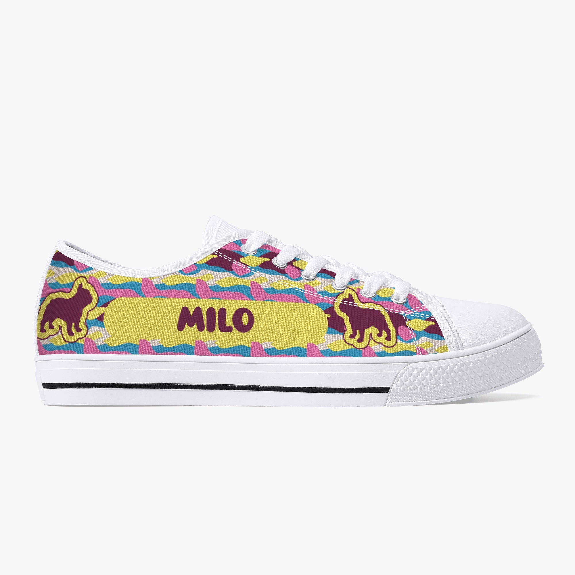 French Bulldog Personalized Canvas Sneakers for Everyday Wear-fadou