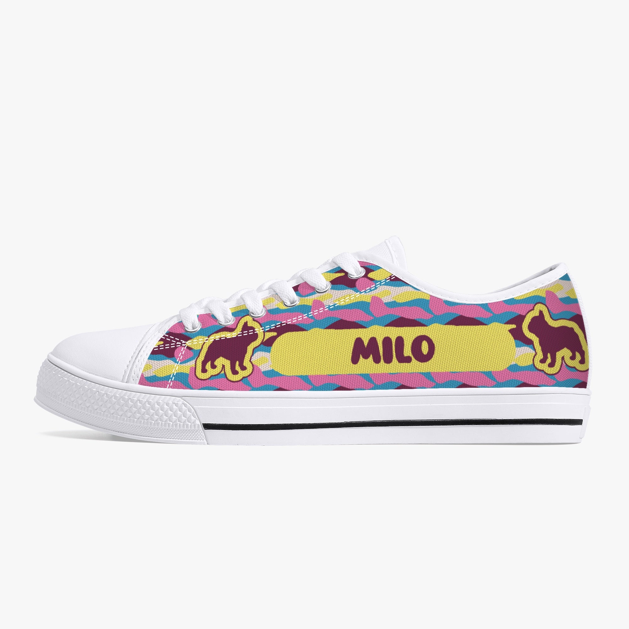 French Bulldog Personalized Canvas Sneakers for Everyday Wear-fadou