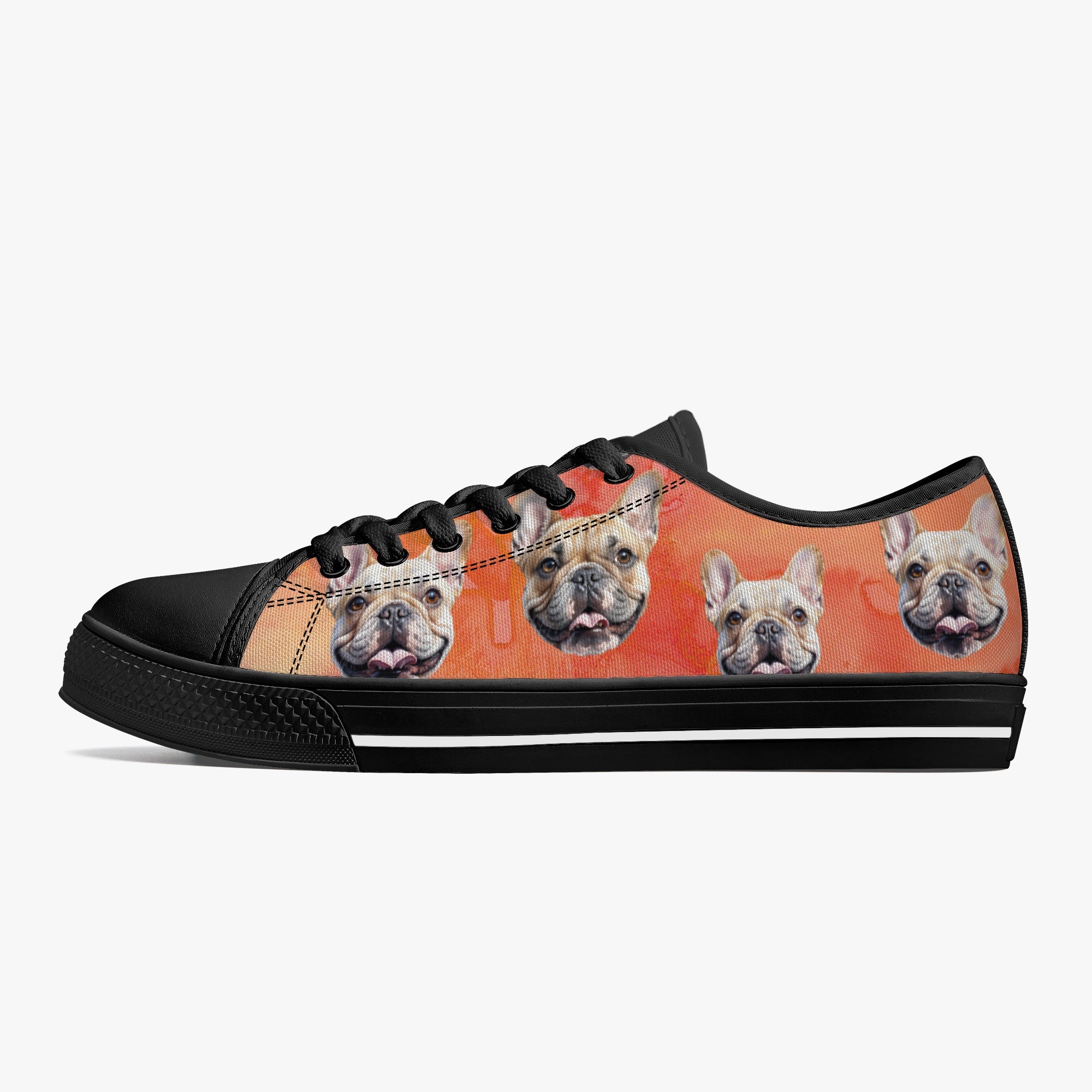 Low-Top Classic Canvas Sneakers for Frenchie Enthusiasts-fadou