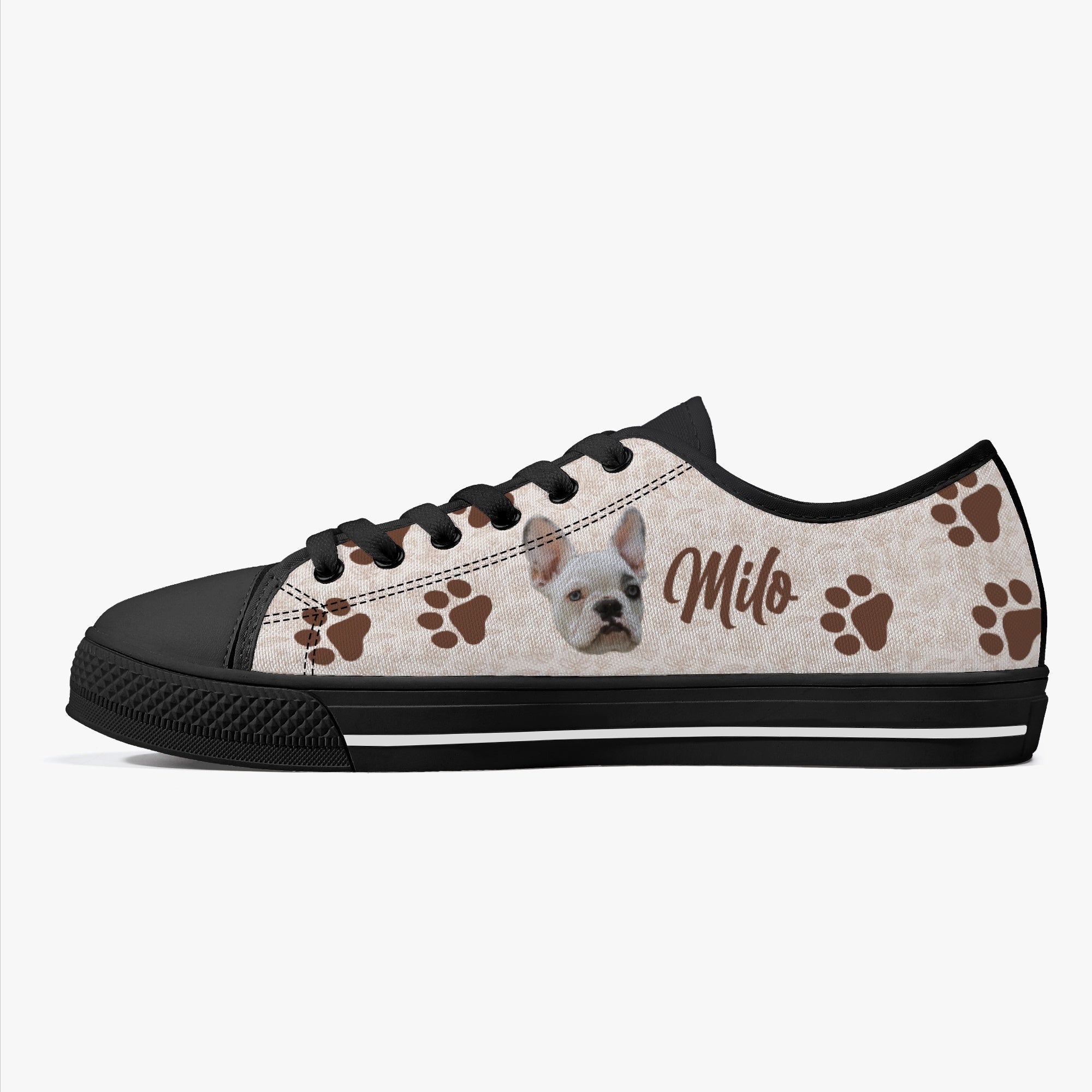 Frenchie Personalized Canvas Sneakers for Frenchie Fans-fadou