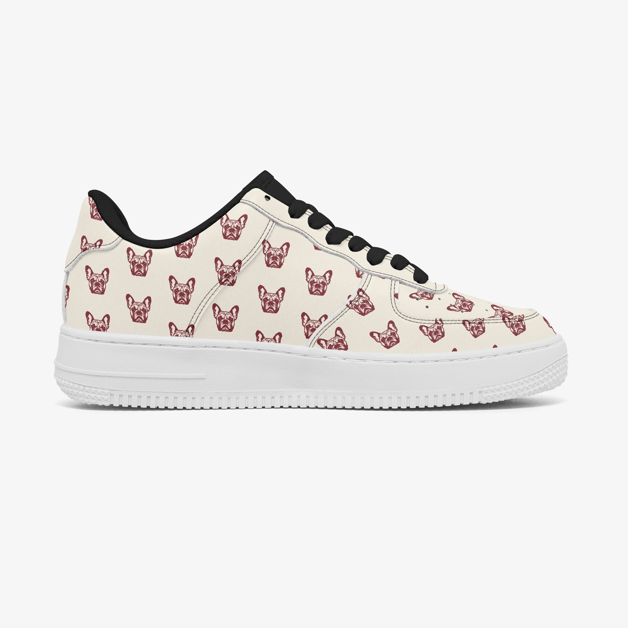 French Bulldog Leather Classic Sneakers for Dog Park Days-fadou