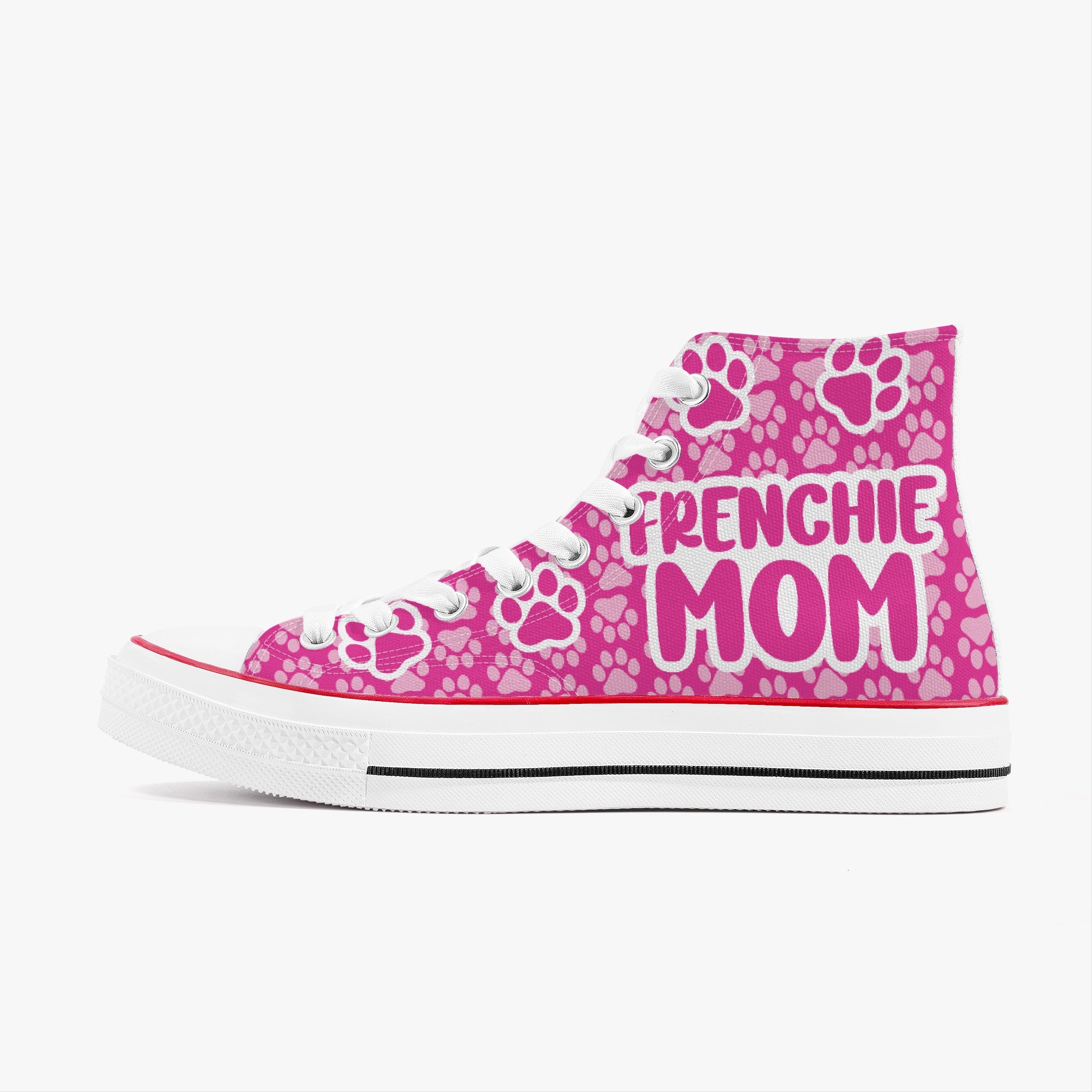 French Bulldog High-Top Canvas Sneakers for Bulldog Owners-fadou
